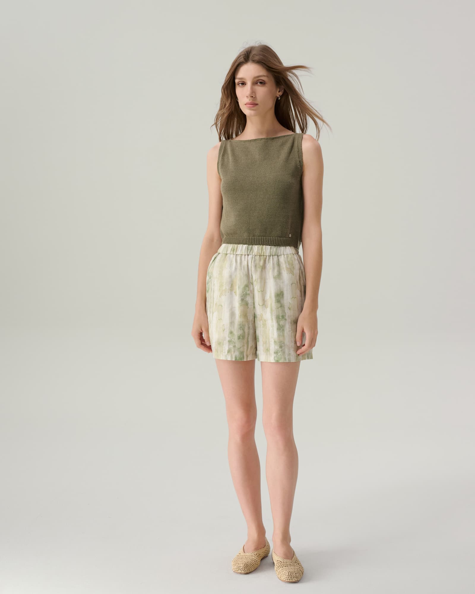 Riley Agave Green High Waisted Shorts