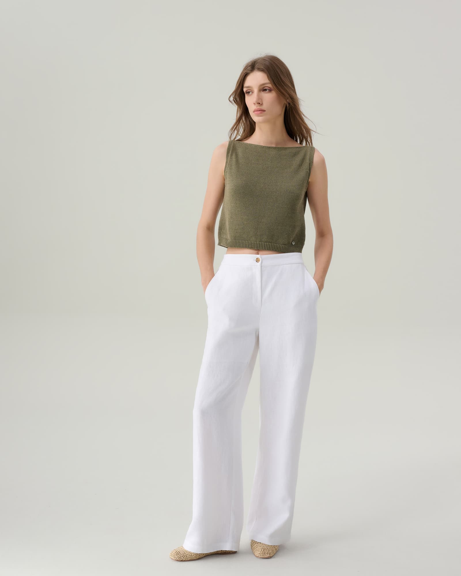 Winslie White Linen Pants