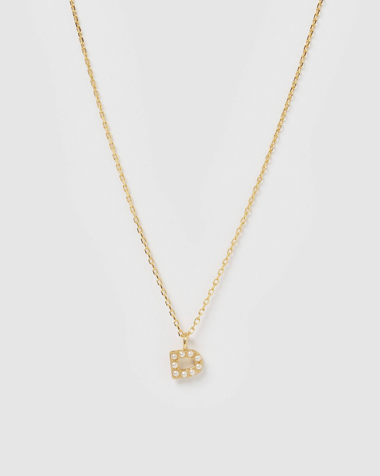 Pearl Letter D Necklace Gold