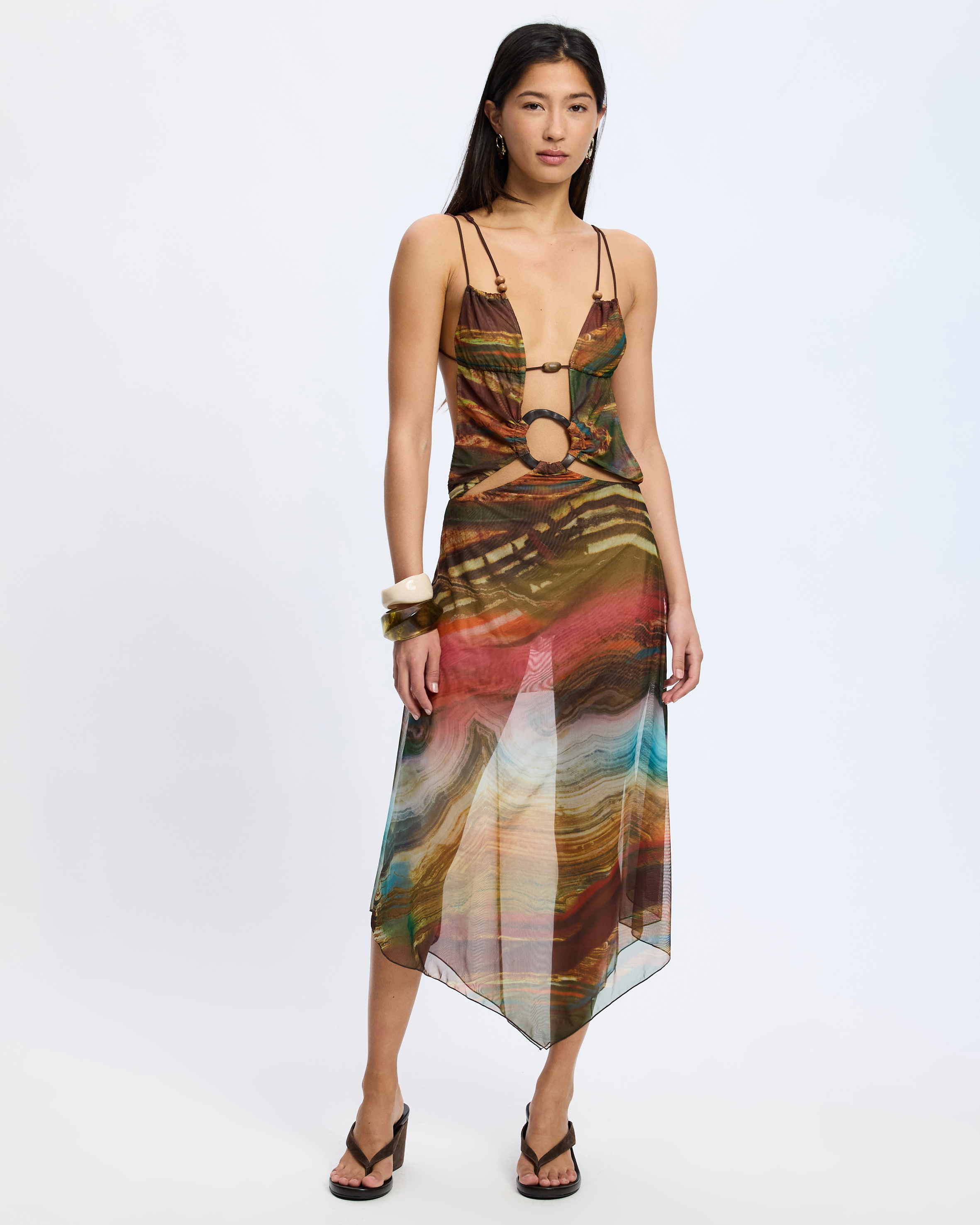 Mesh Wooden Trim Dress