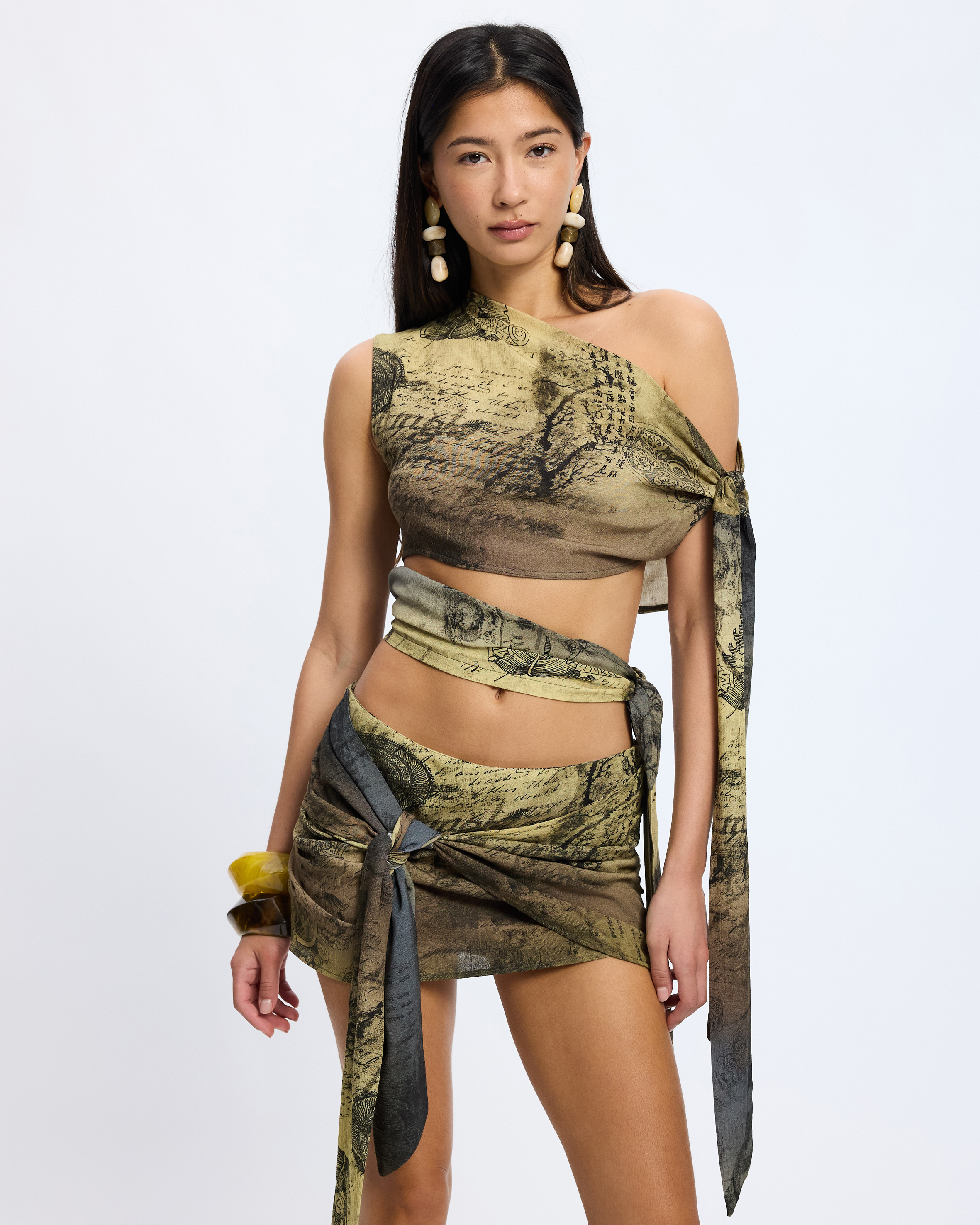 Draped Tie Scarf Top
