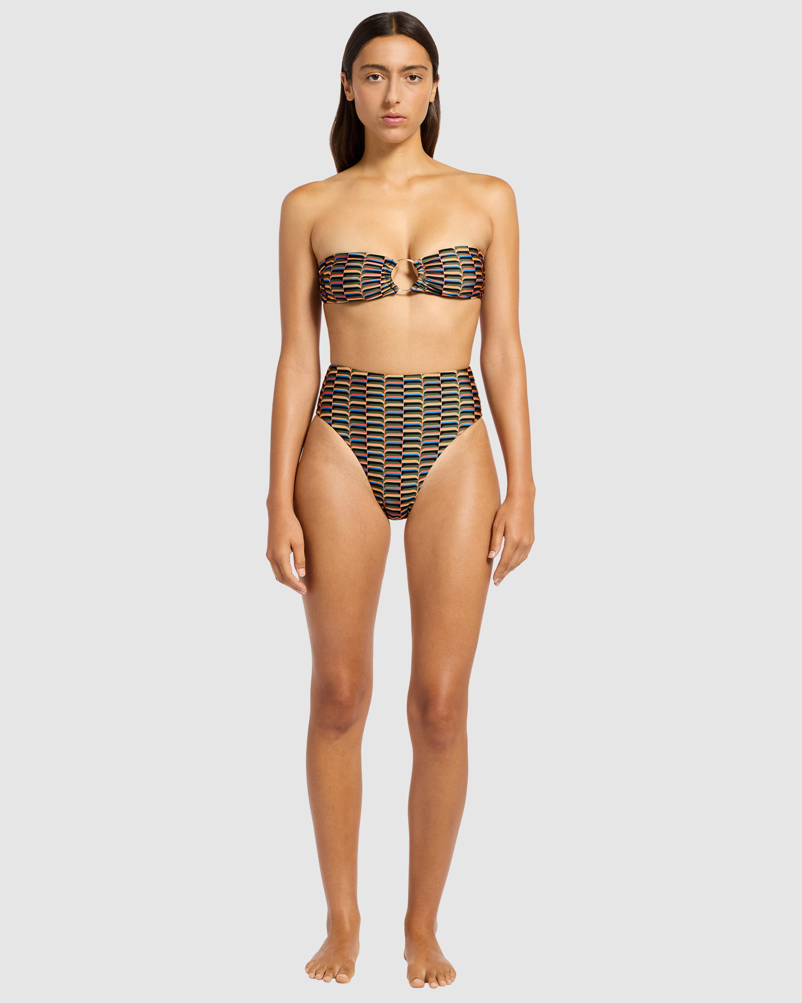 Urban Geo High Waist High Leg Bikini Bottom