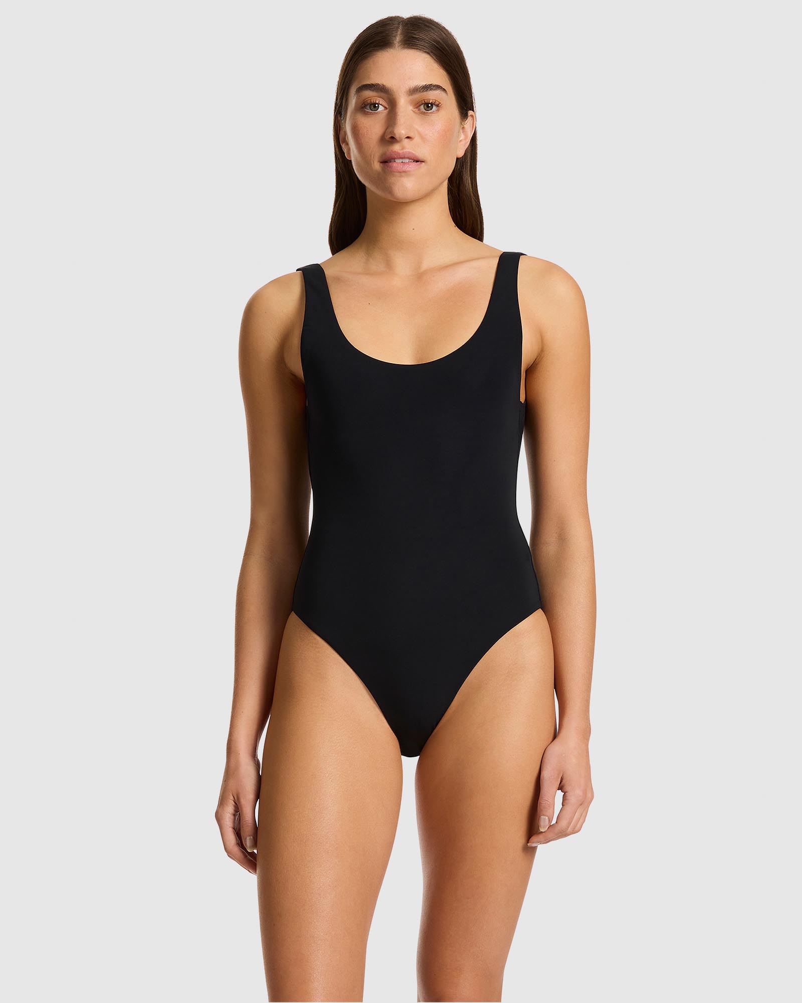 Scoop Neck High Leg One-Piece