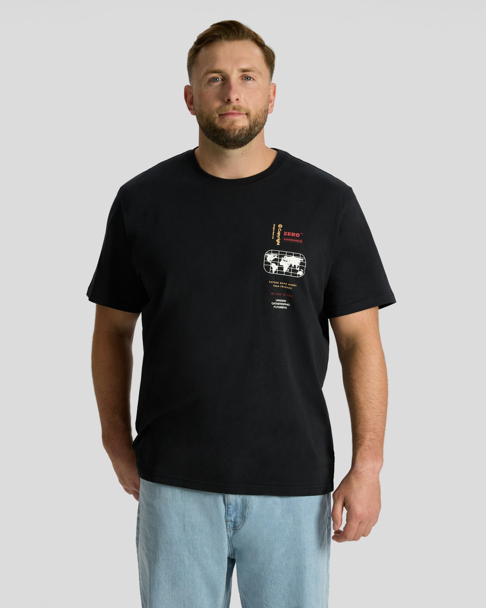 Chest Print Crew Neck Tee