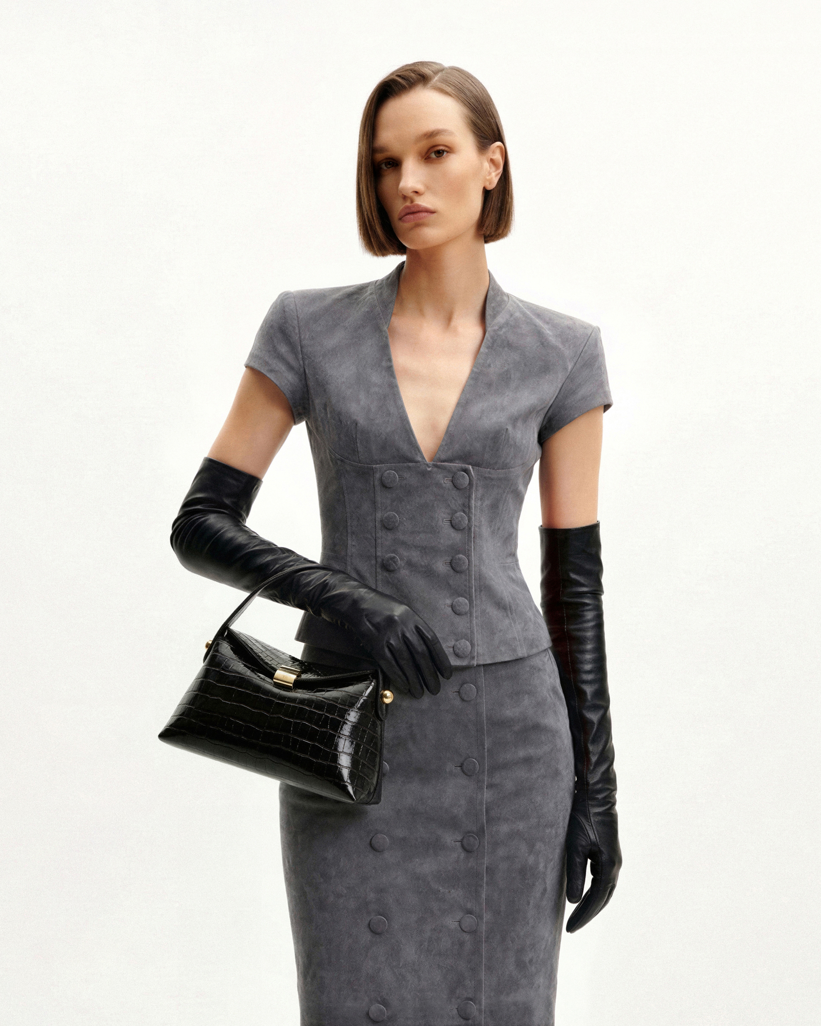 Emma Croc Embossed Box Bag