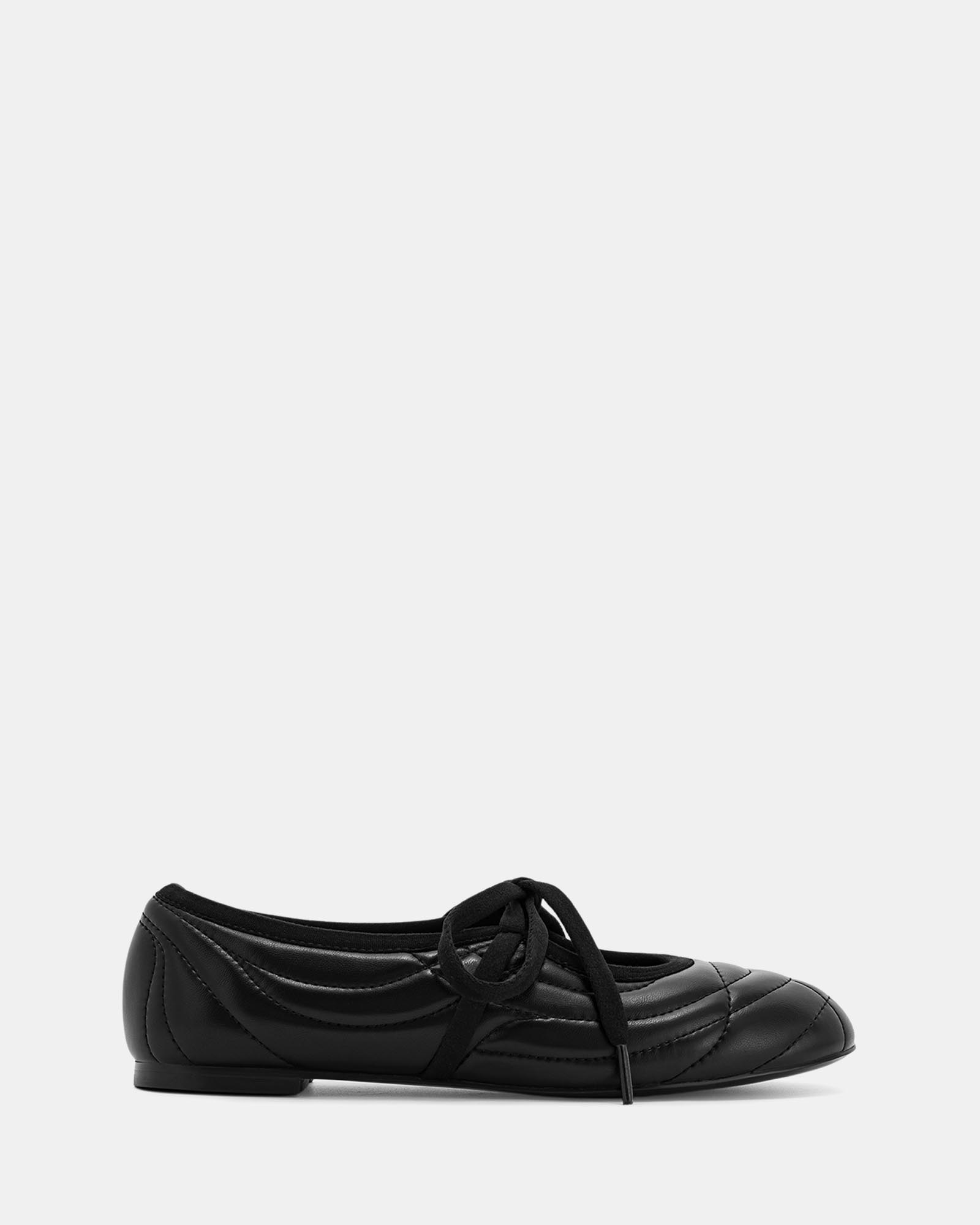 Erika Topstitching Lace-Up Ballet Flats