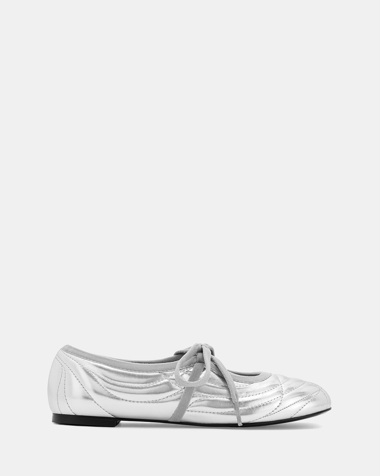 Erika Topstitching Lace-Up Ballet Flats