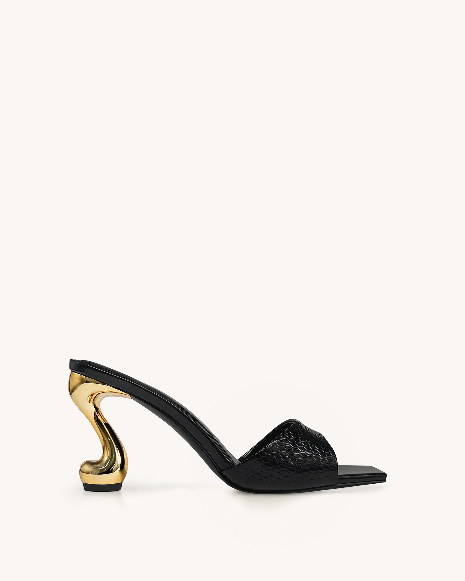 Hannah Faux Snakeskin Heel Mules