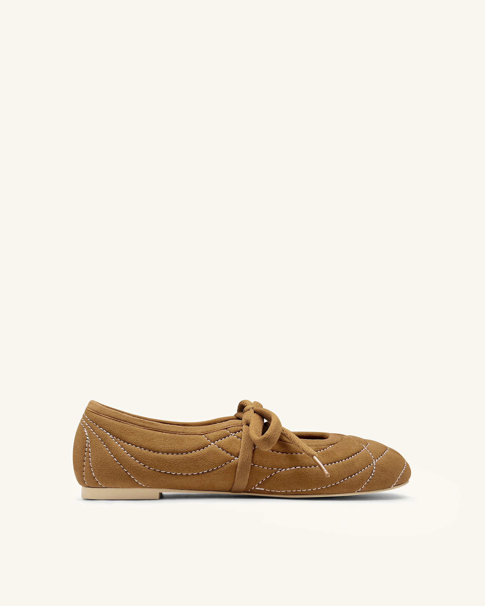Erika Topstitching Lace-Up Ballet Flats