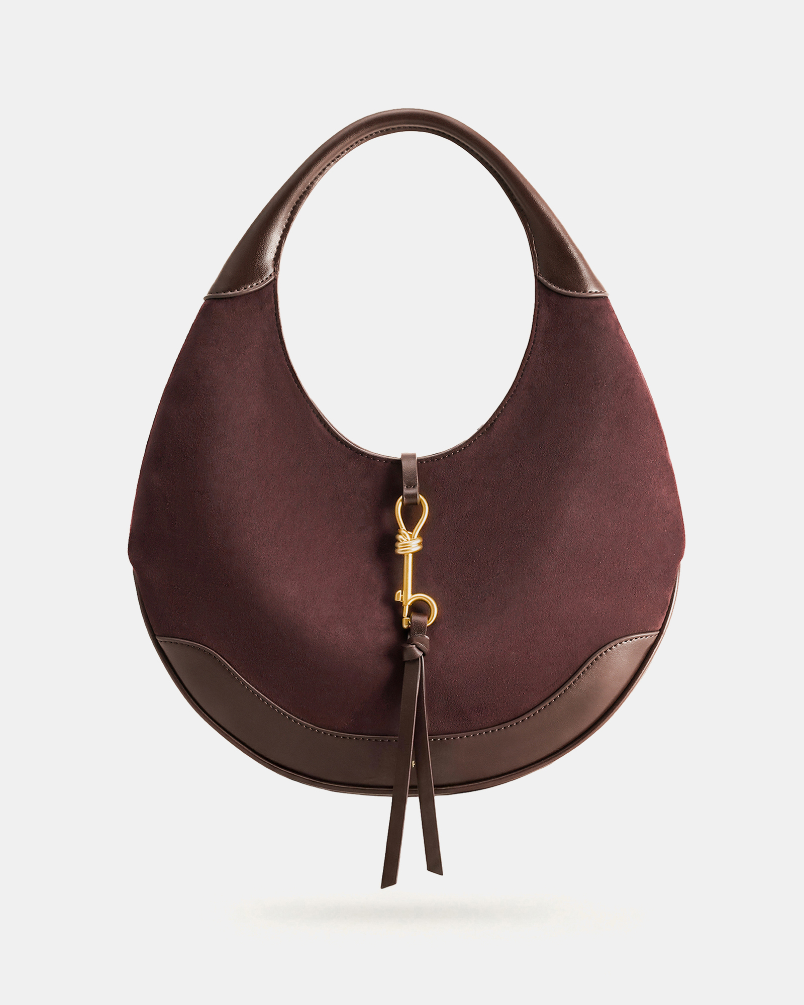 Colette Faux Suede Crescent Hobo Bag