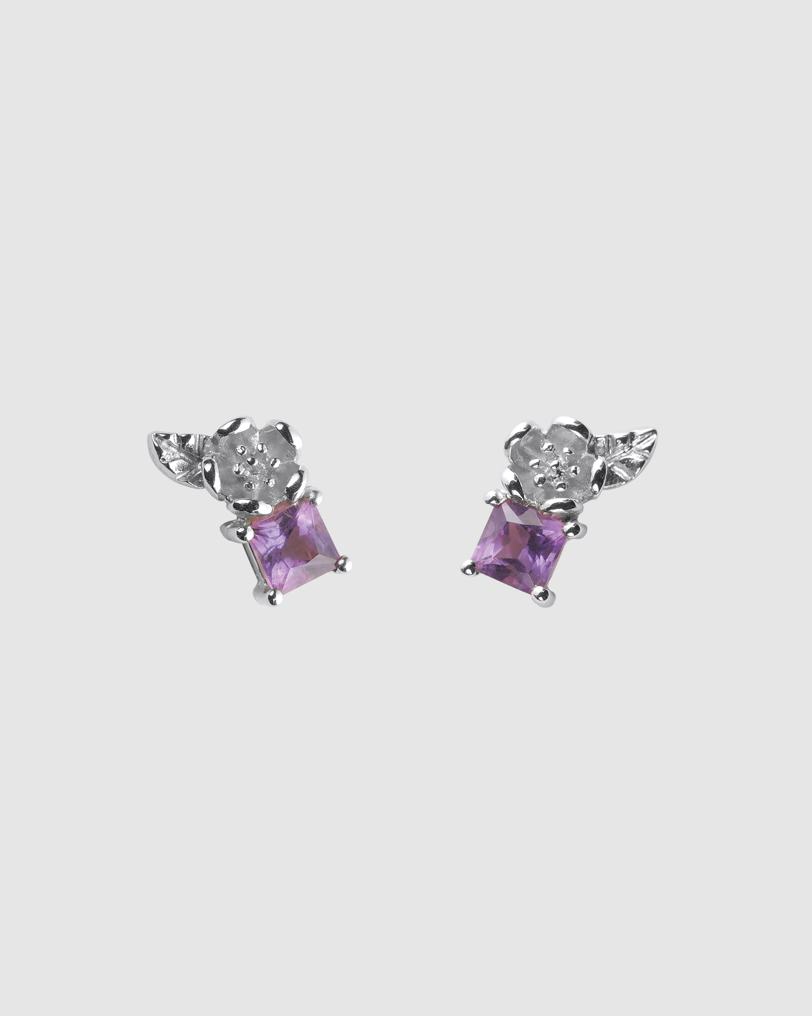 Rock Garden Studs with Amethyst