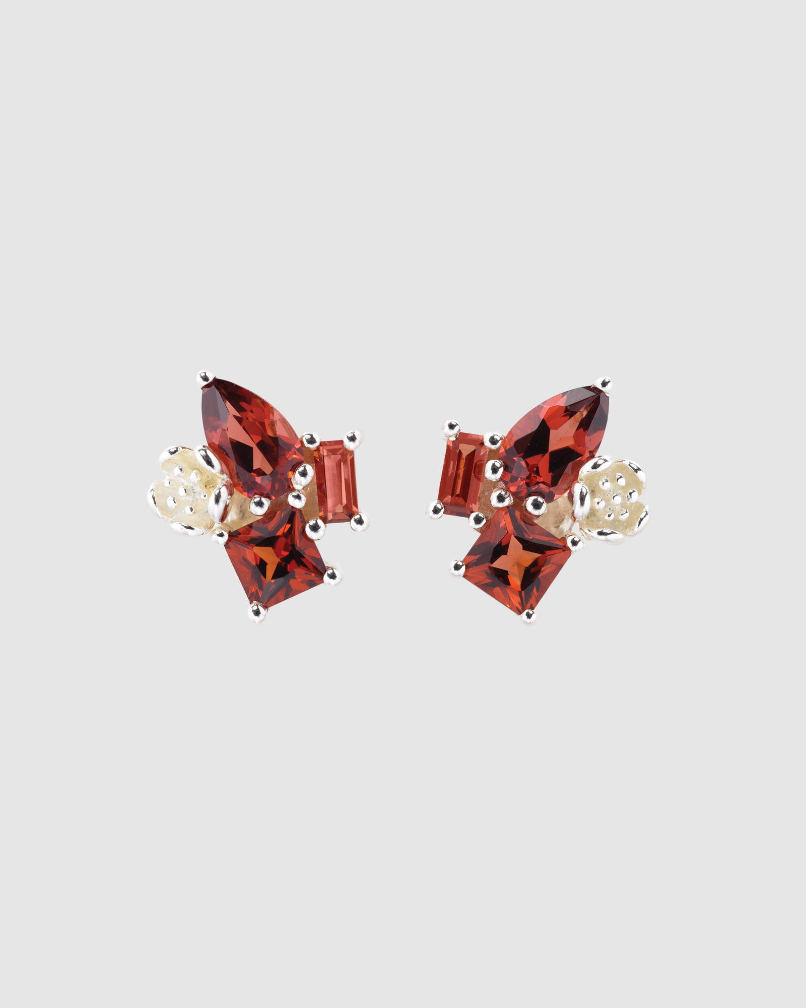 Rock Garden Earrings with Garnet