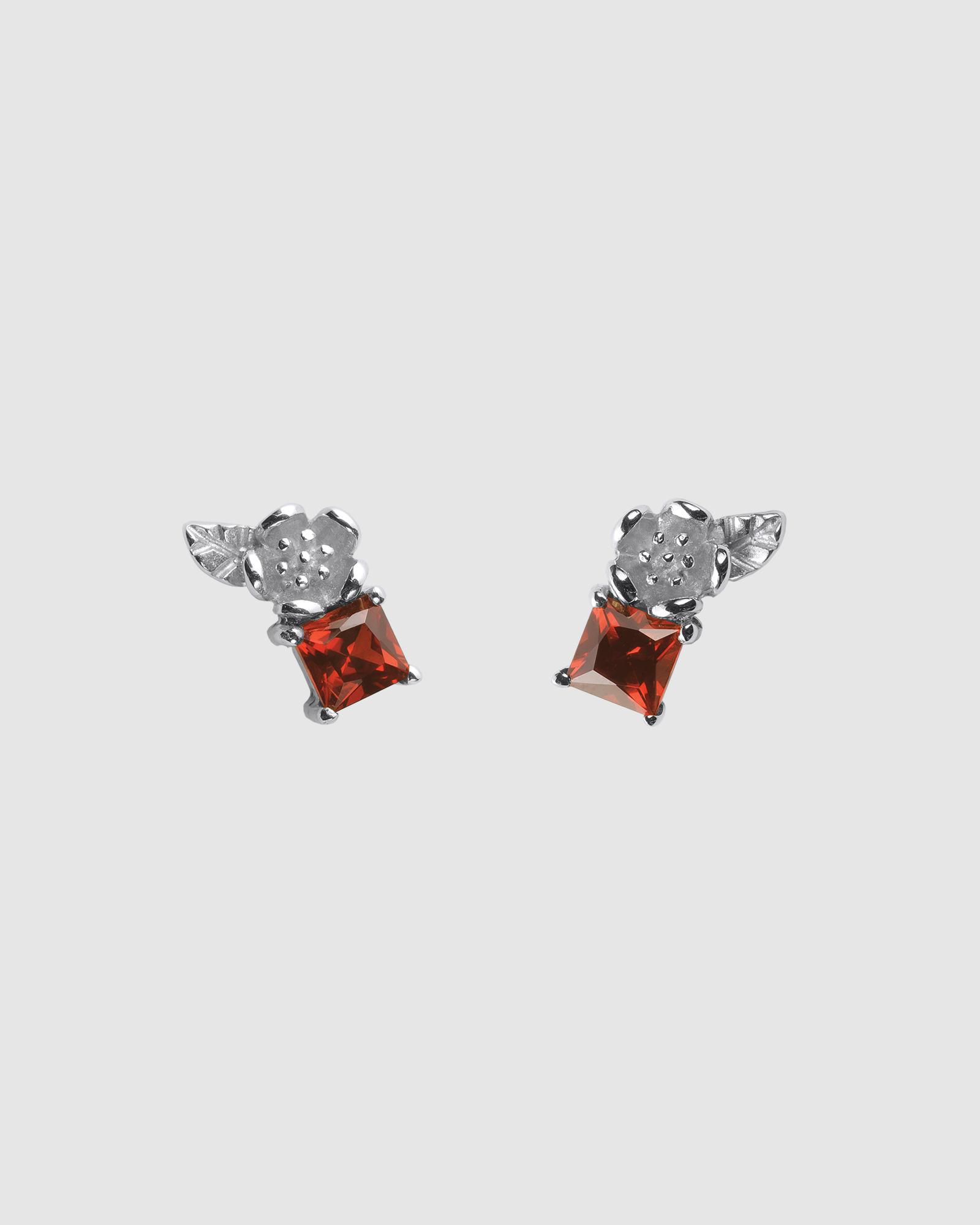 Rock Garden Studs with Garnet