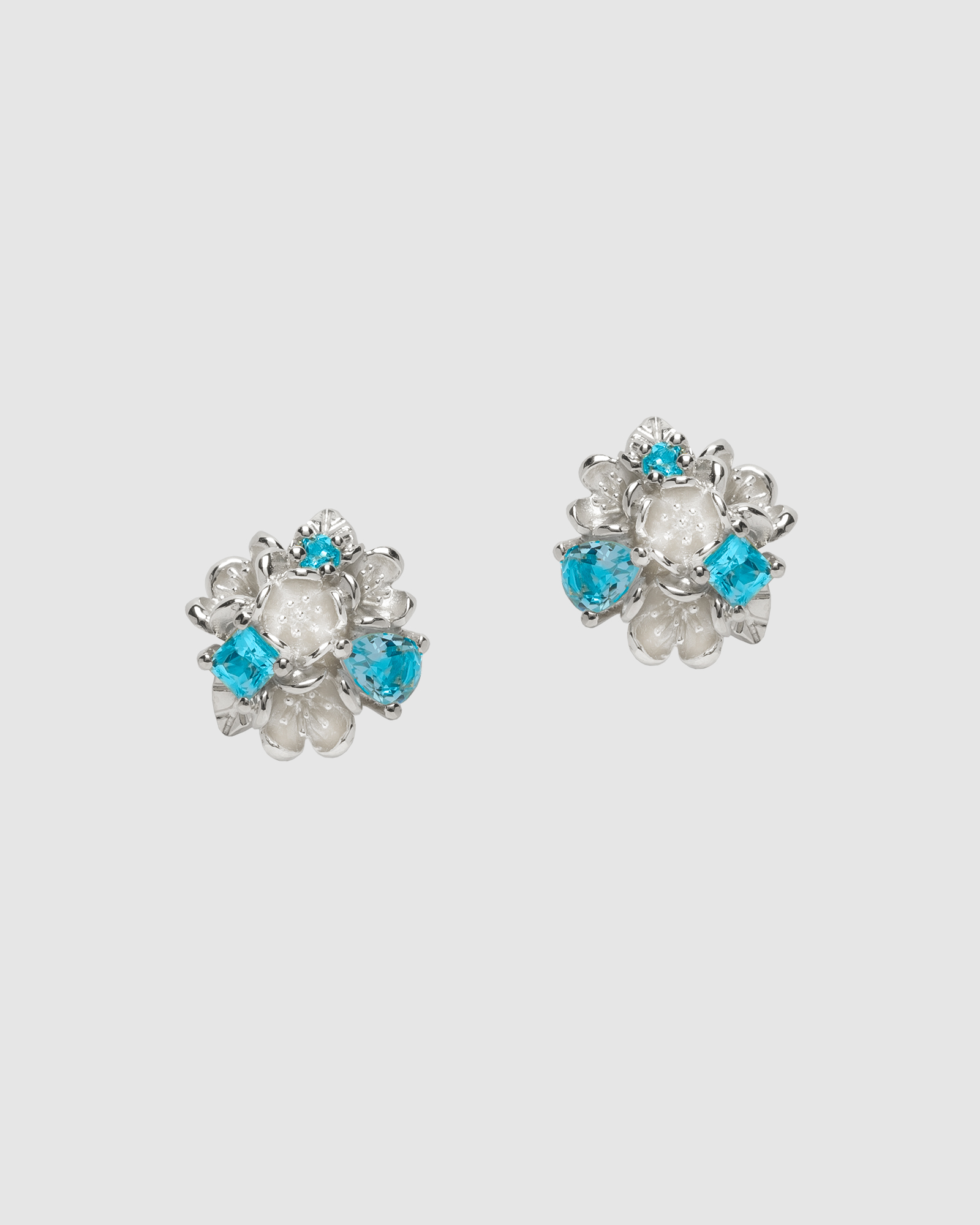 Rock Garden Flower Ball Earrings with Topaz