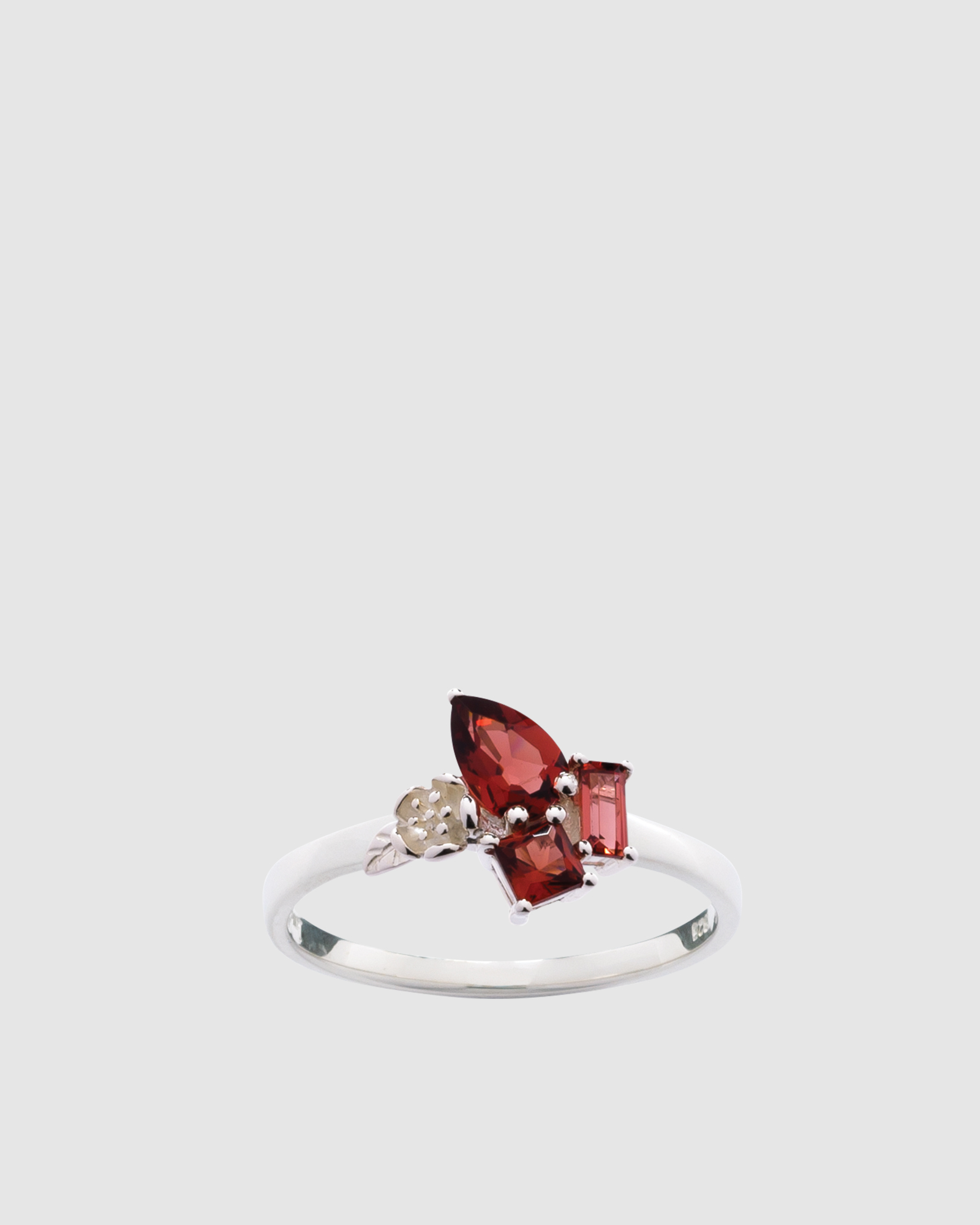 Rock Garden Mini Ring with Garnets