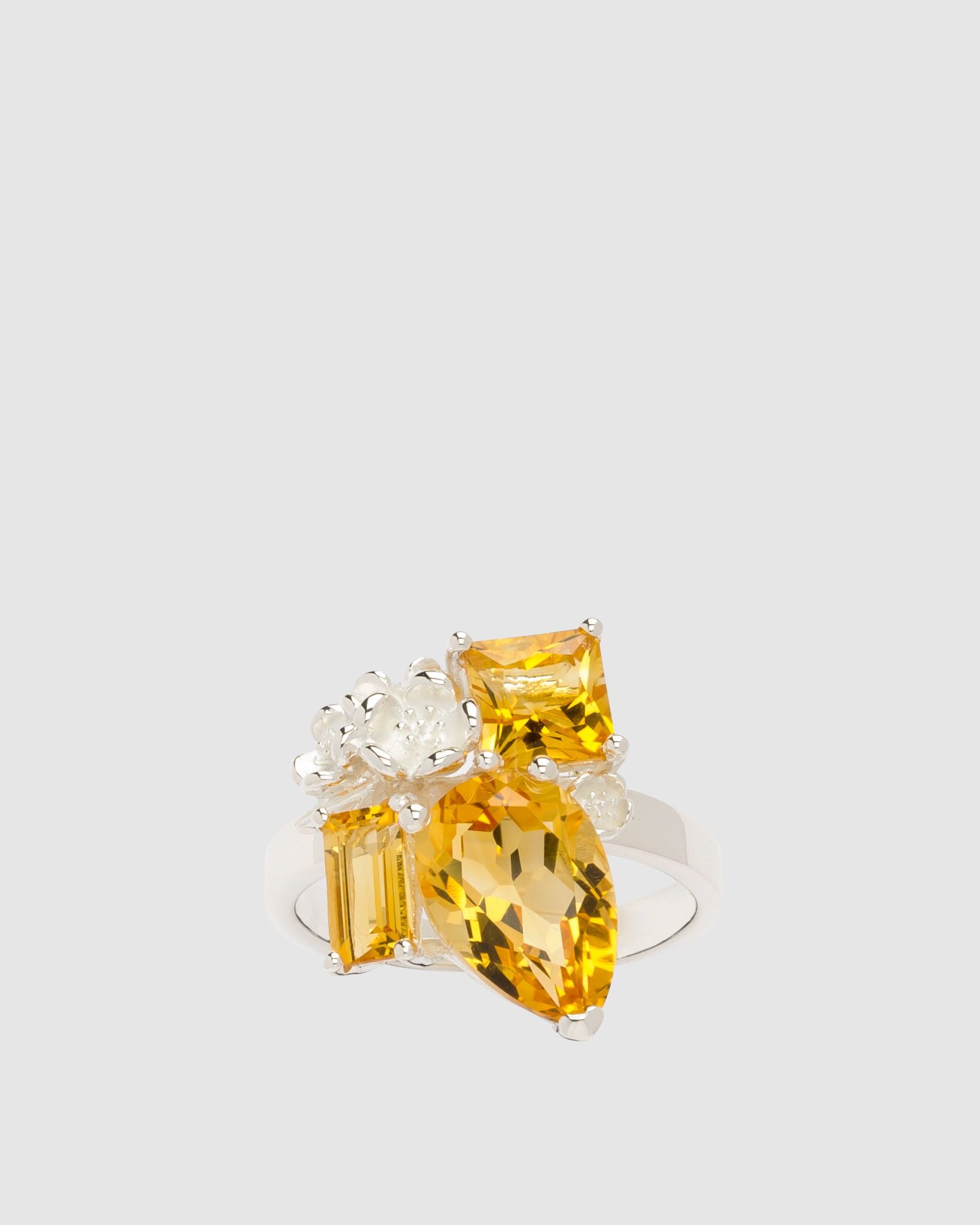 Rock Garden Ring with Citrines