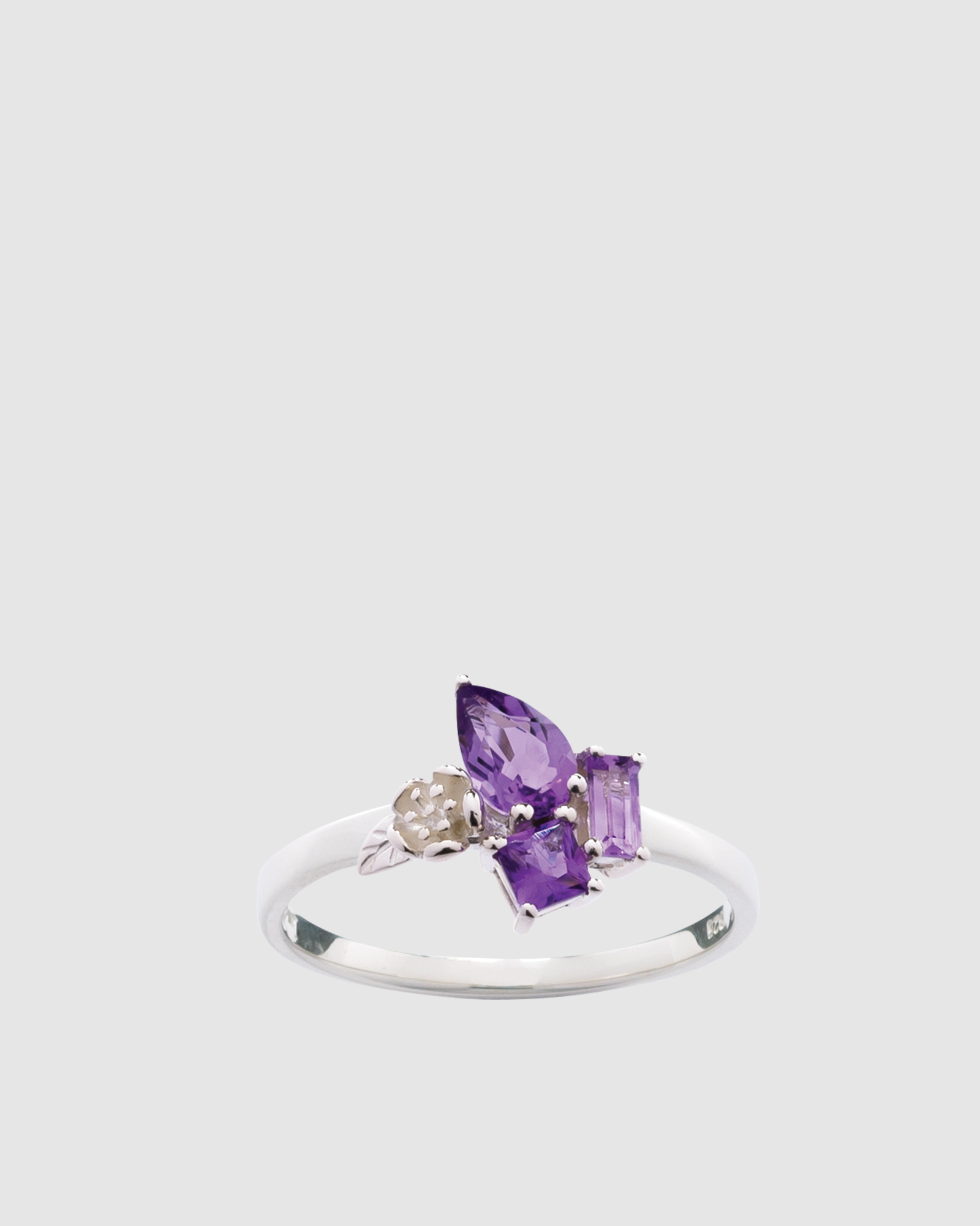 Rock Garden Mini Ring with Amethyst