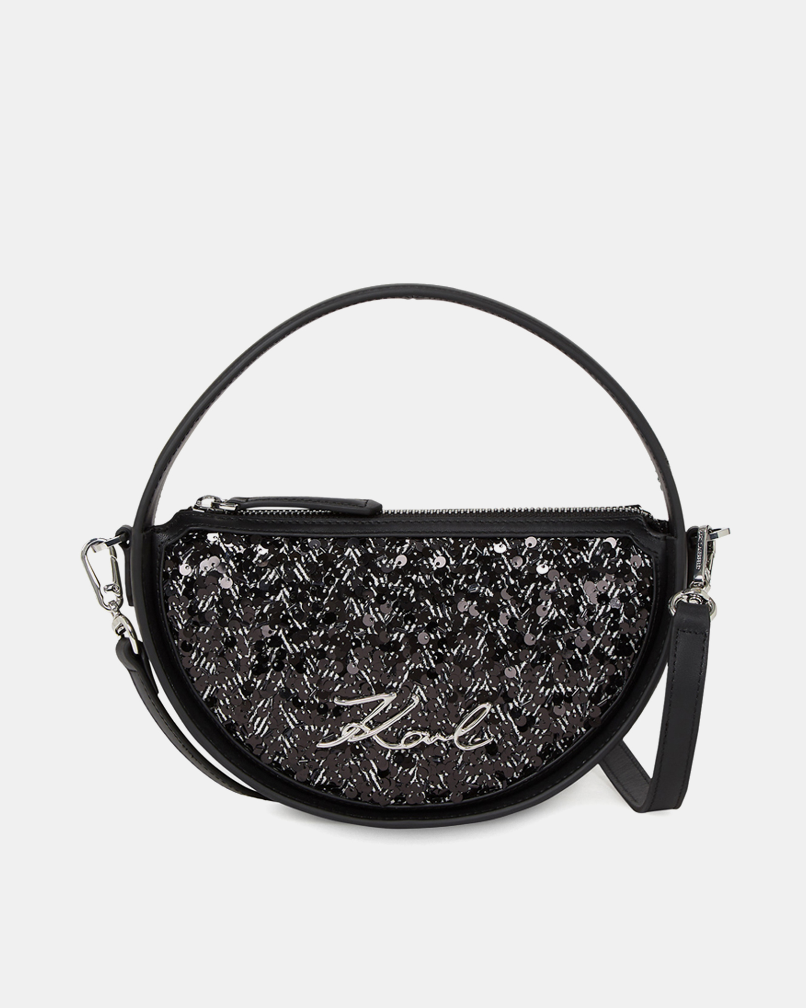 K/Signature Sequin Round Crossbody Bag