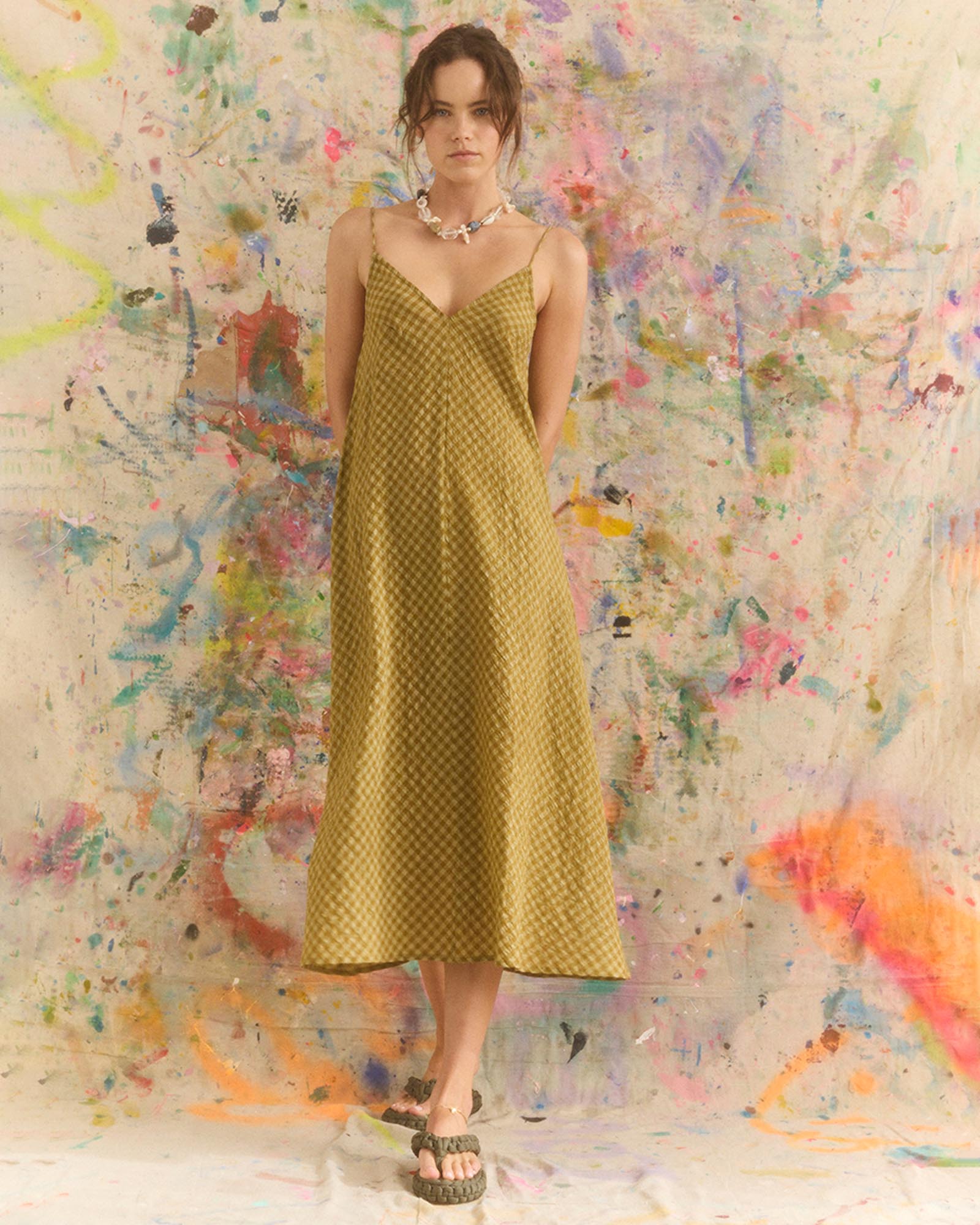 Hulia Check Daje Slip Dress