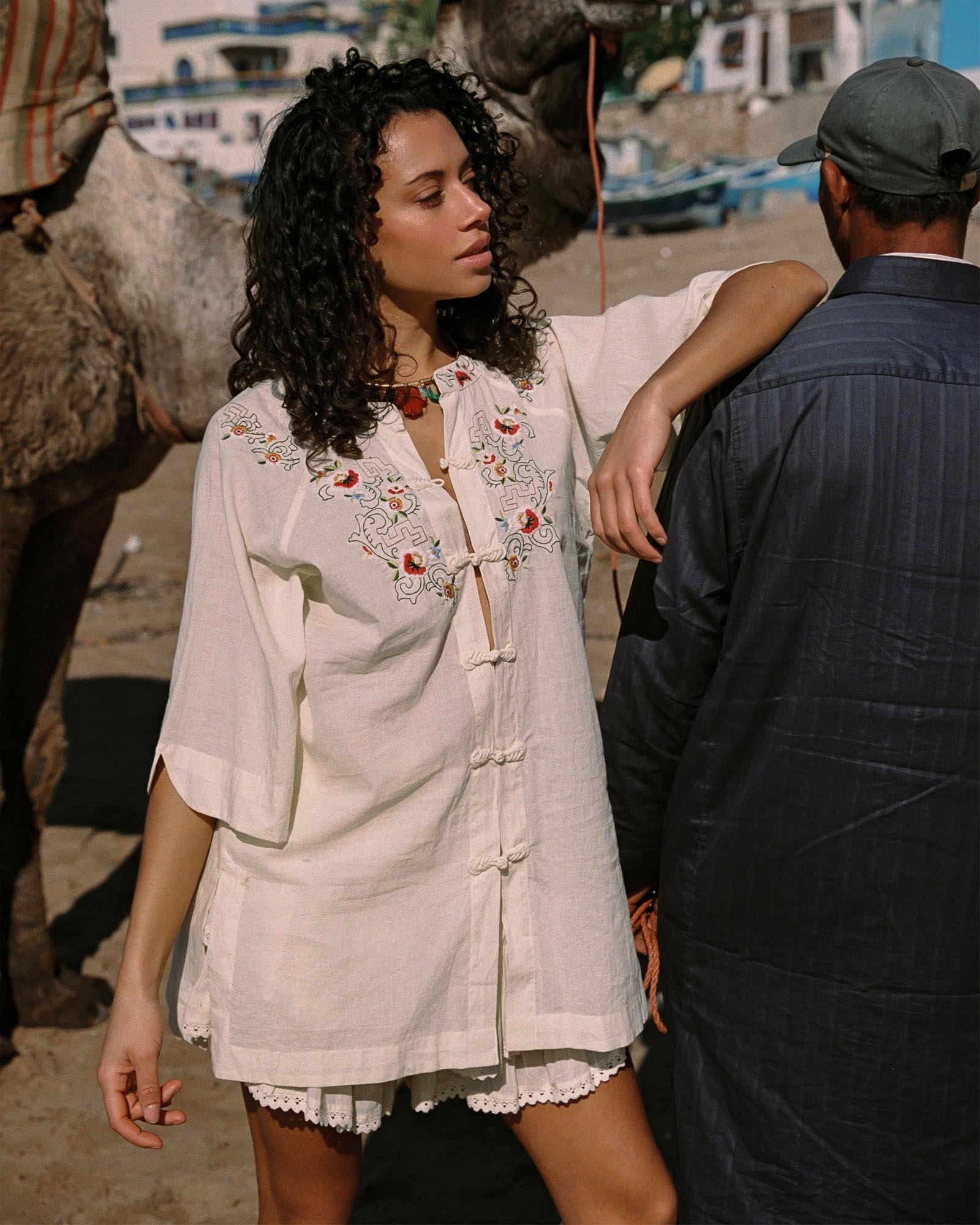 Reka Embroidered Berry Shirt