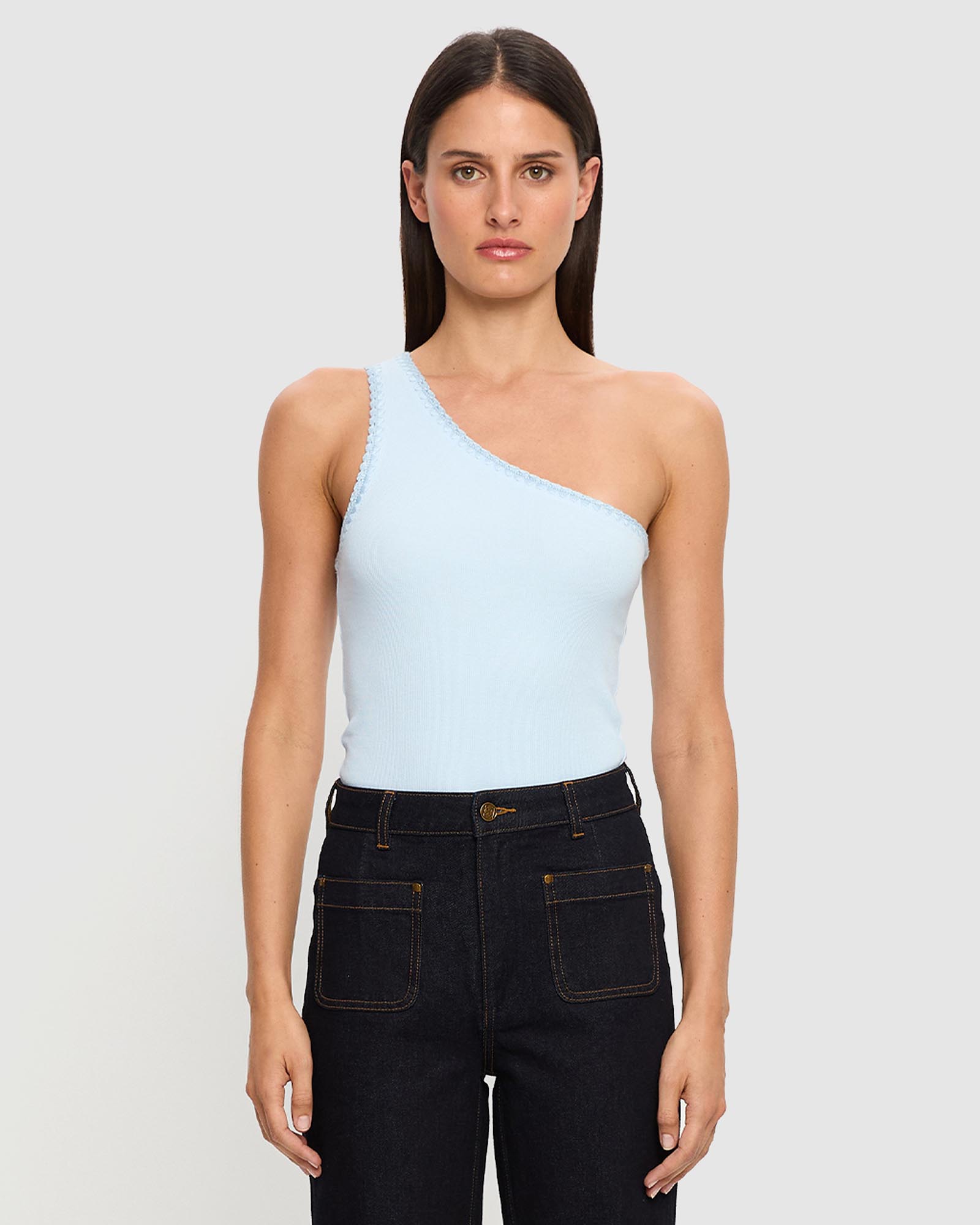Tallulah One Shoulder Rib Tank
