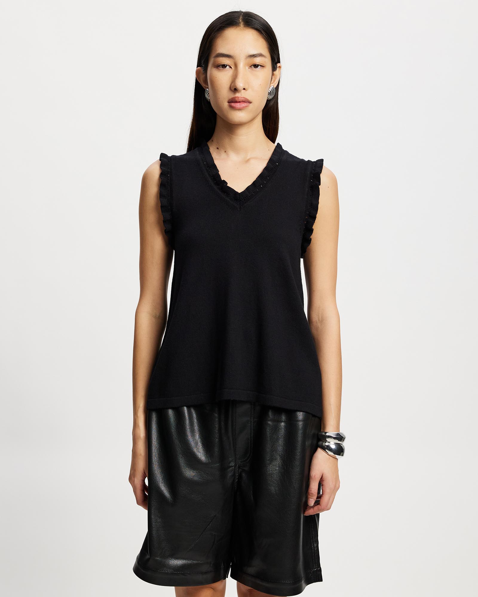 Frill V-Neck Shell Top
