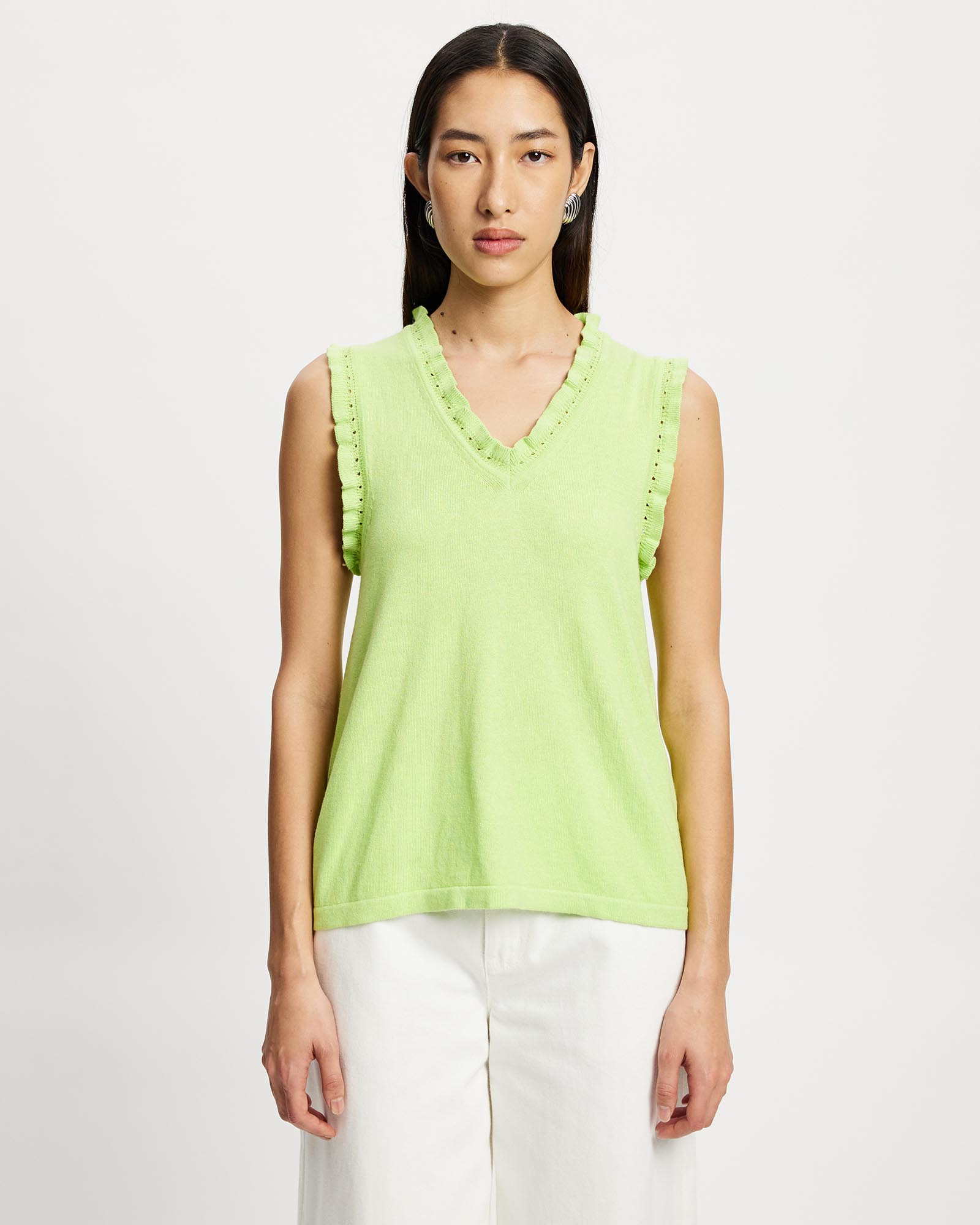 Frill V-Neck Shell Top