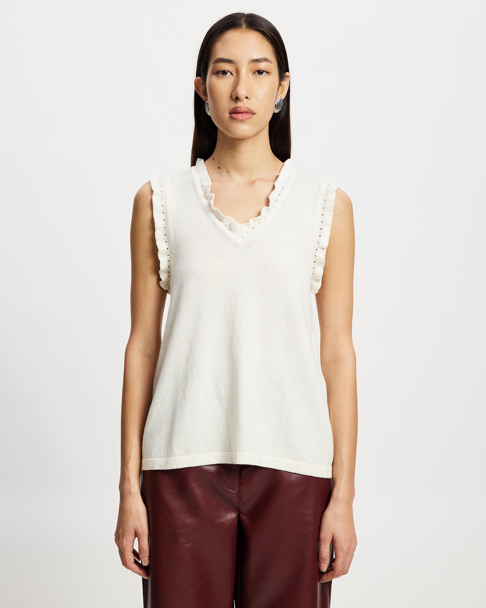 Frill V-Neck Shell Top