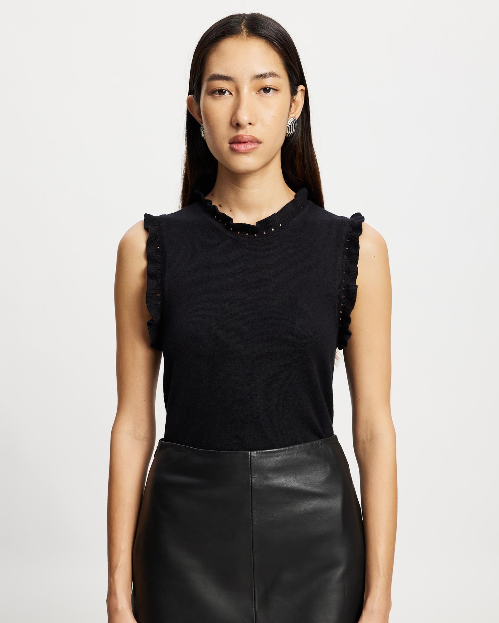 Frill Crew Neck Shell Top
