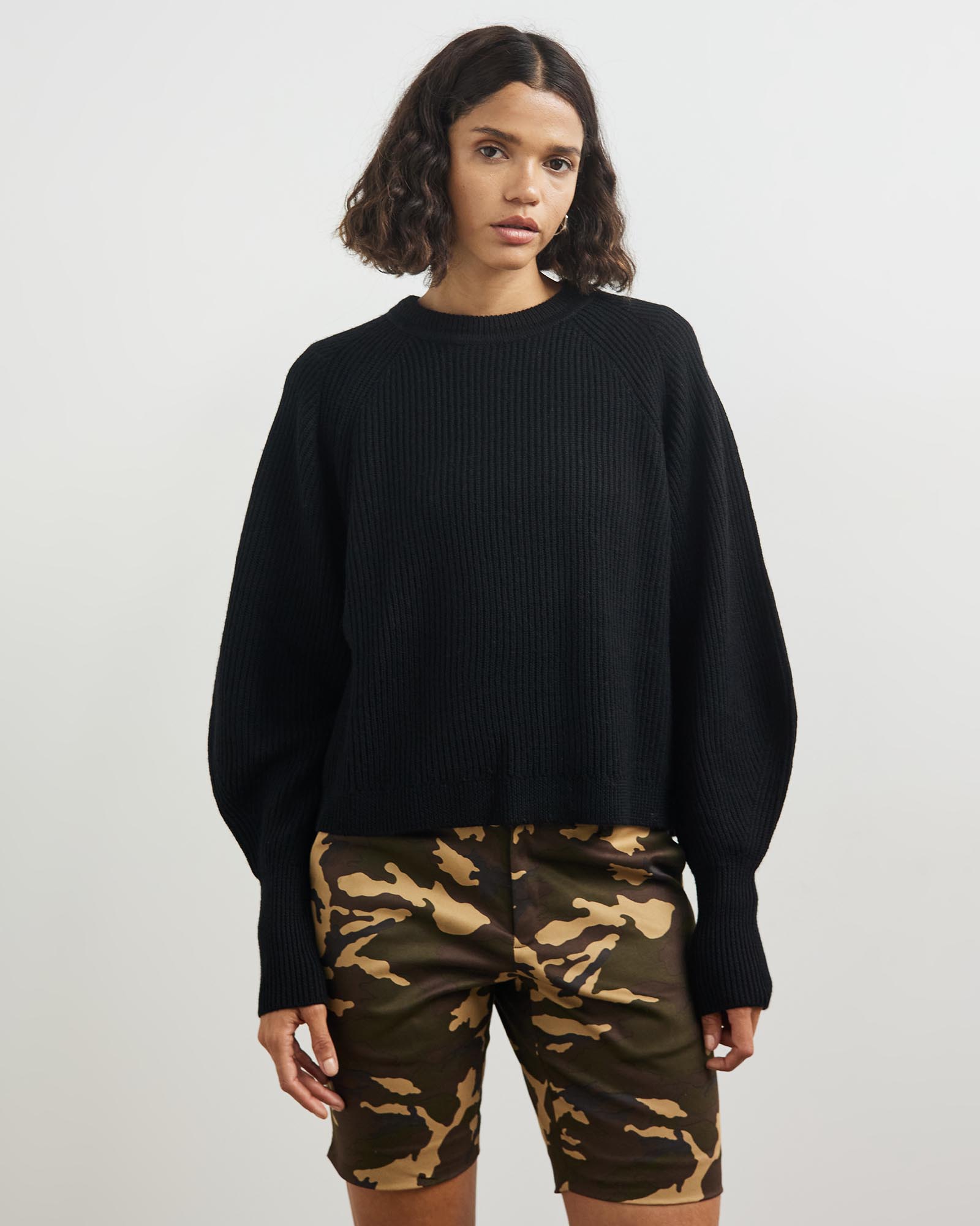 Sculptured Sleeve Crew Neck