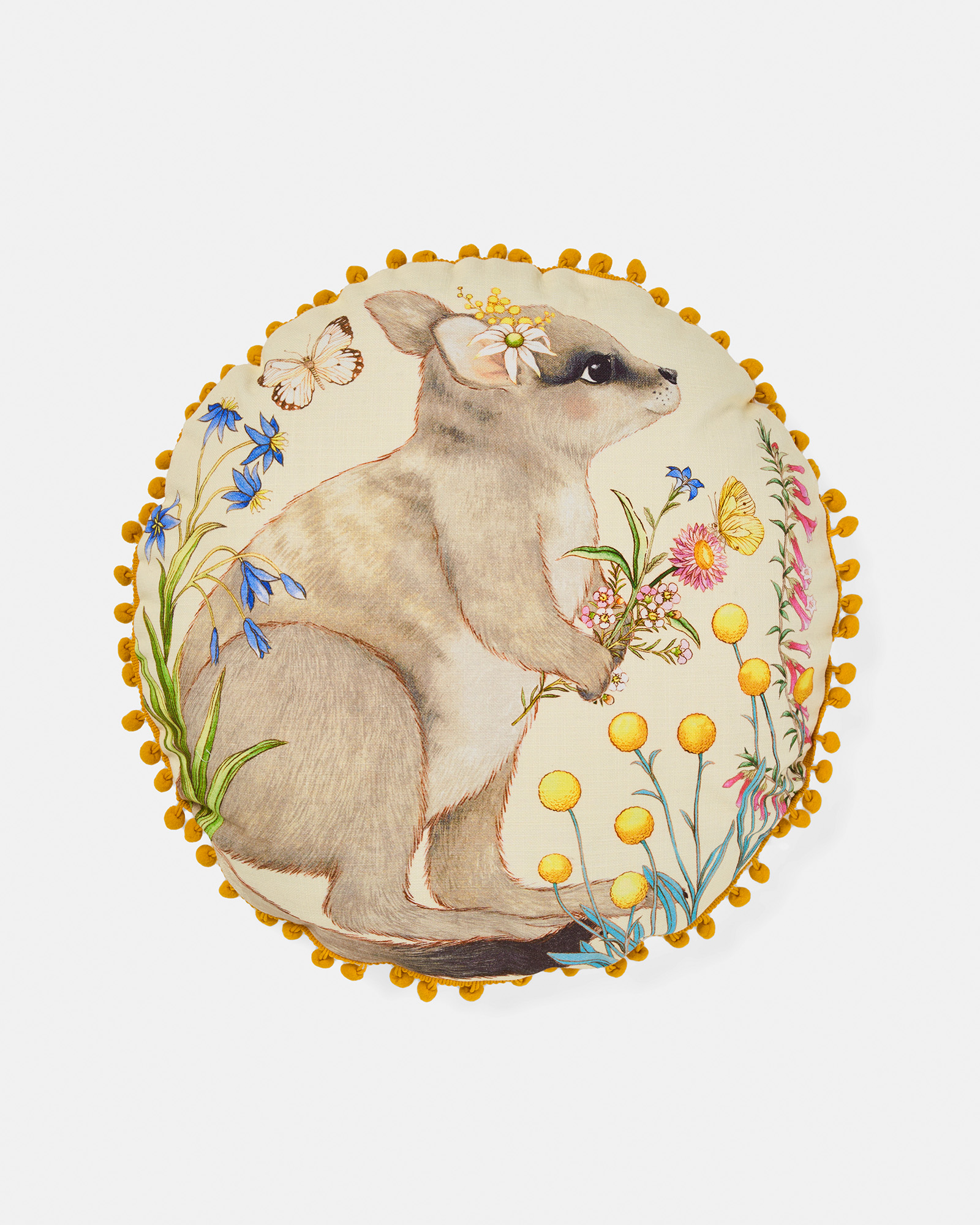 Wilma Wallaby Filled Round Cushion