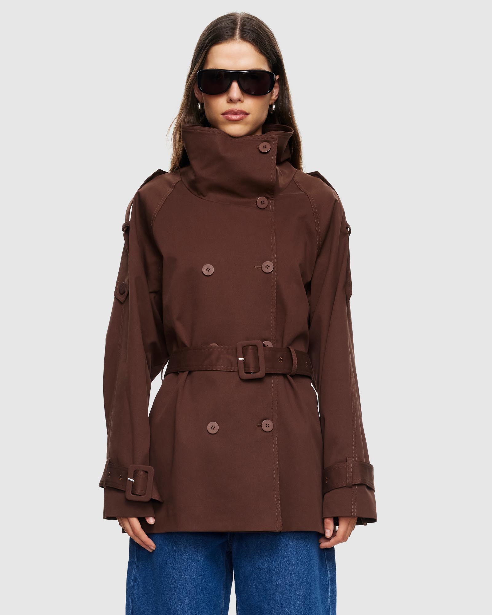 Blanc Cropped Trench Coat - ICONIC EXCLUSIVE