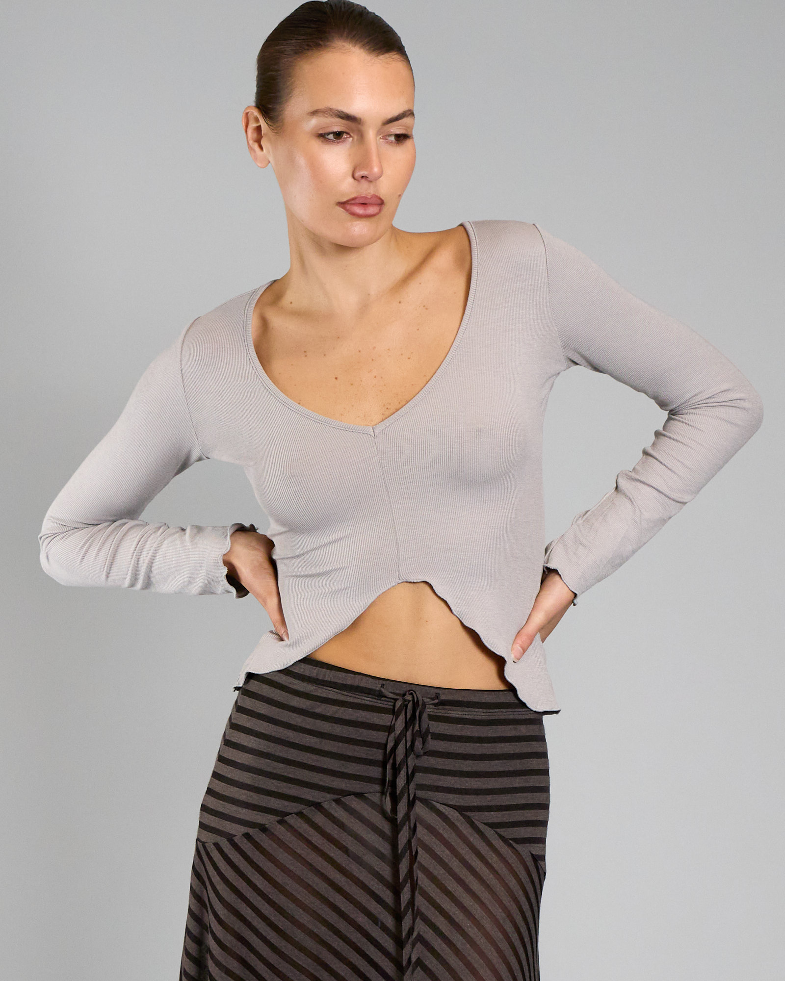 Rosie Rib Top - Grey