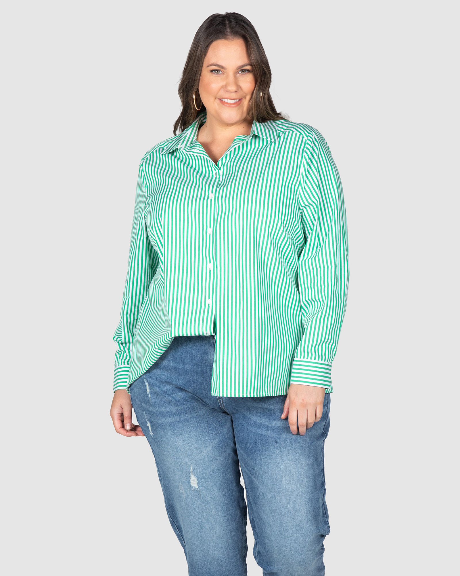 Ella Stripe Button-Up Shirt