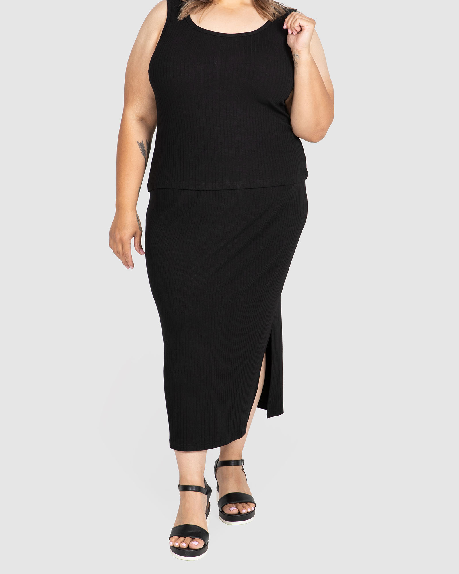 Chelsea Rib Knit Midi Skirt