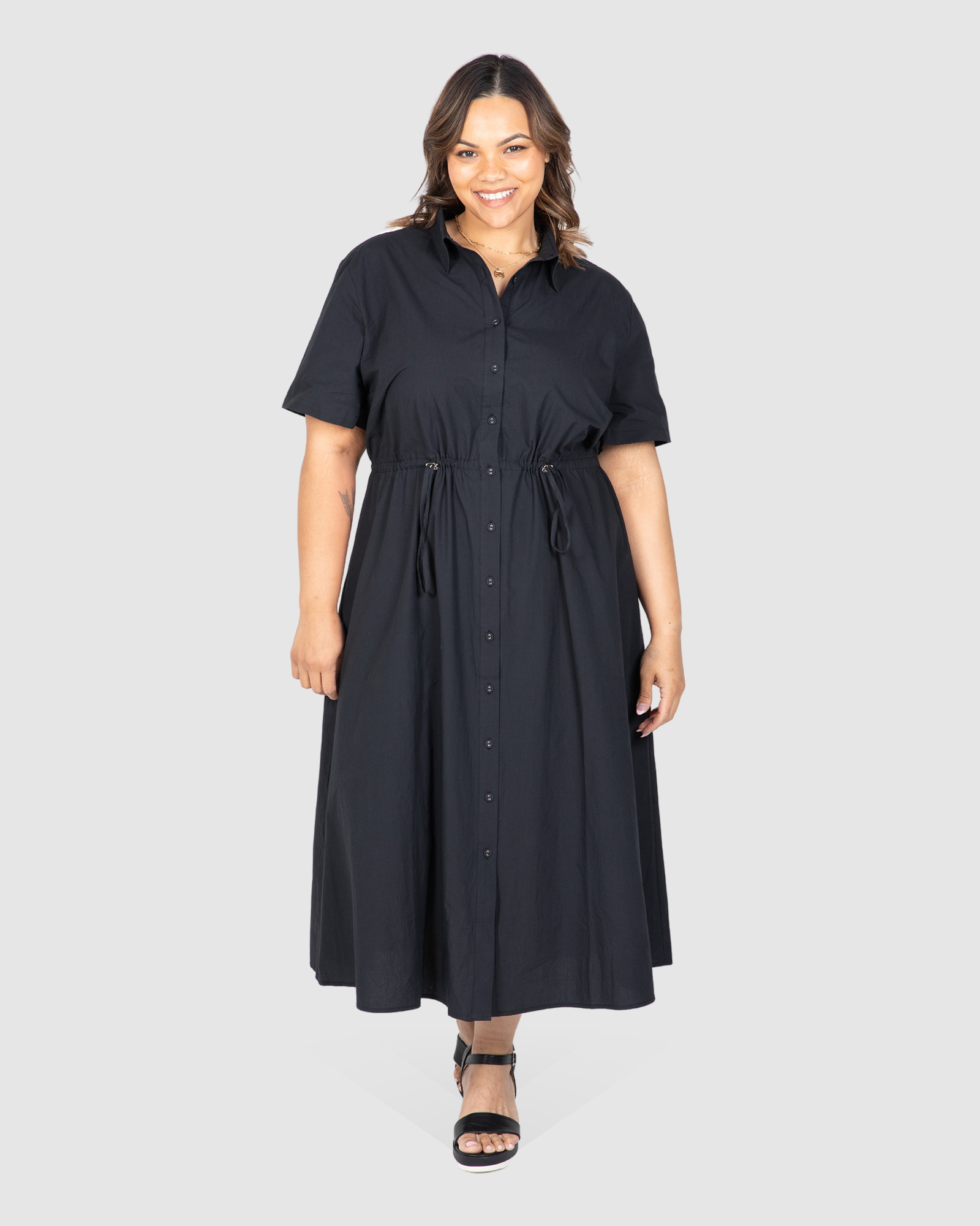 Georgia Poplin Drawstring Dress