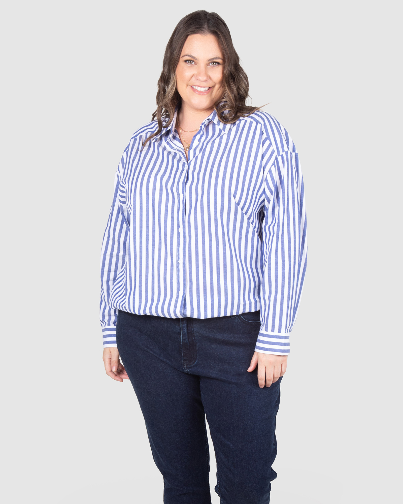 Carrie Stripe Drop Shoulder Cotton Shirt