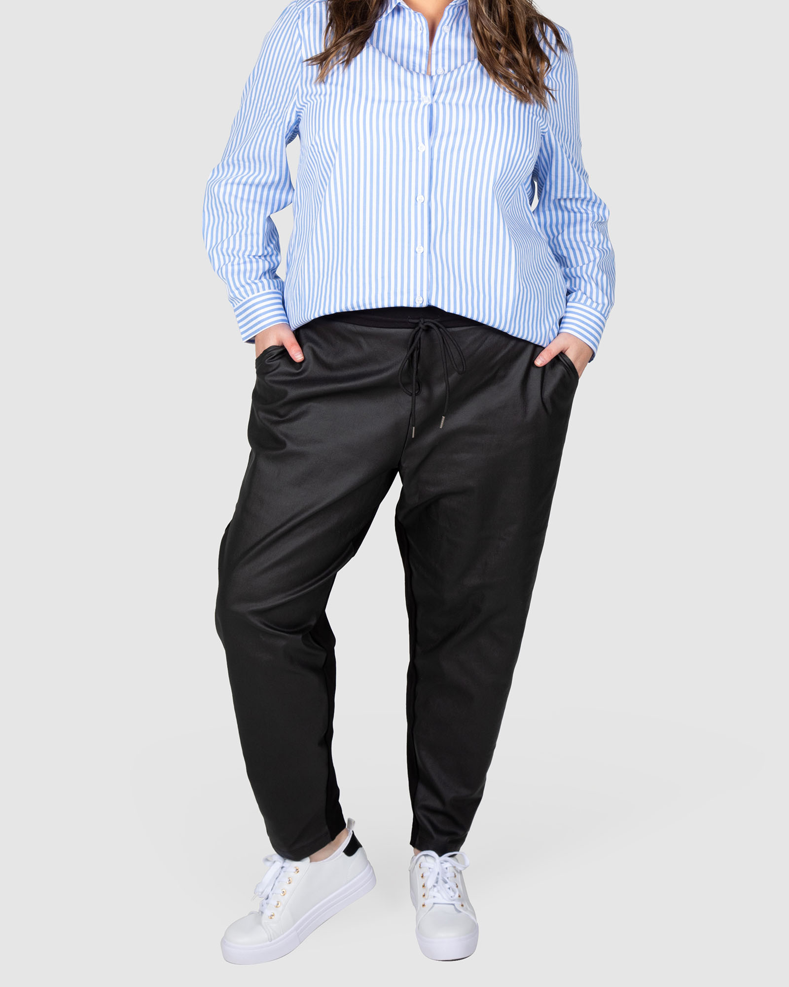 Arlo PU & Ponte Drawstring Pant
