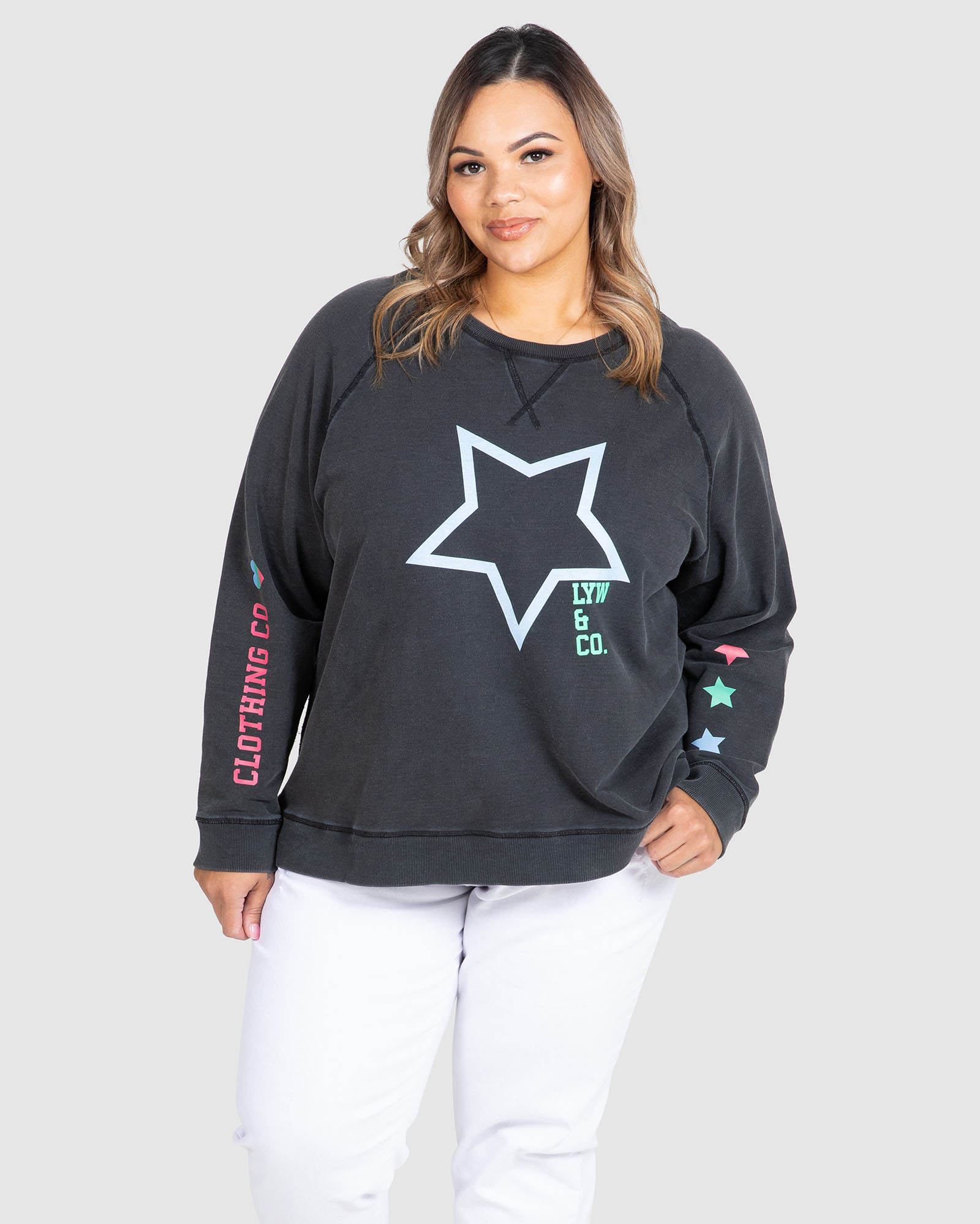 LYW & Co Multi Print Sweat Top