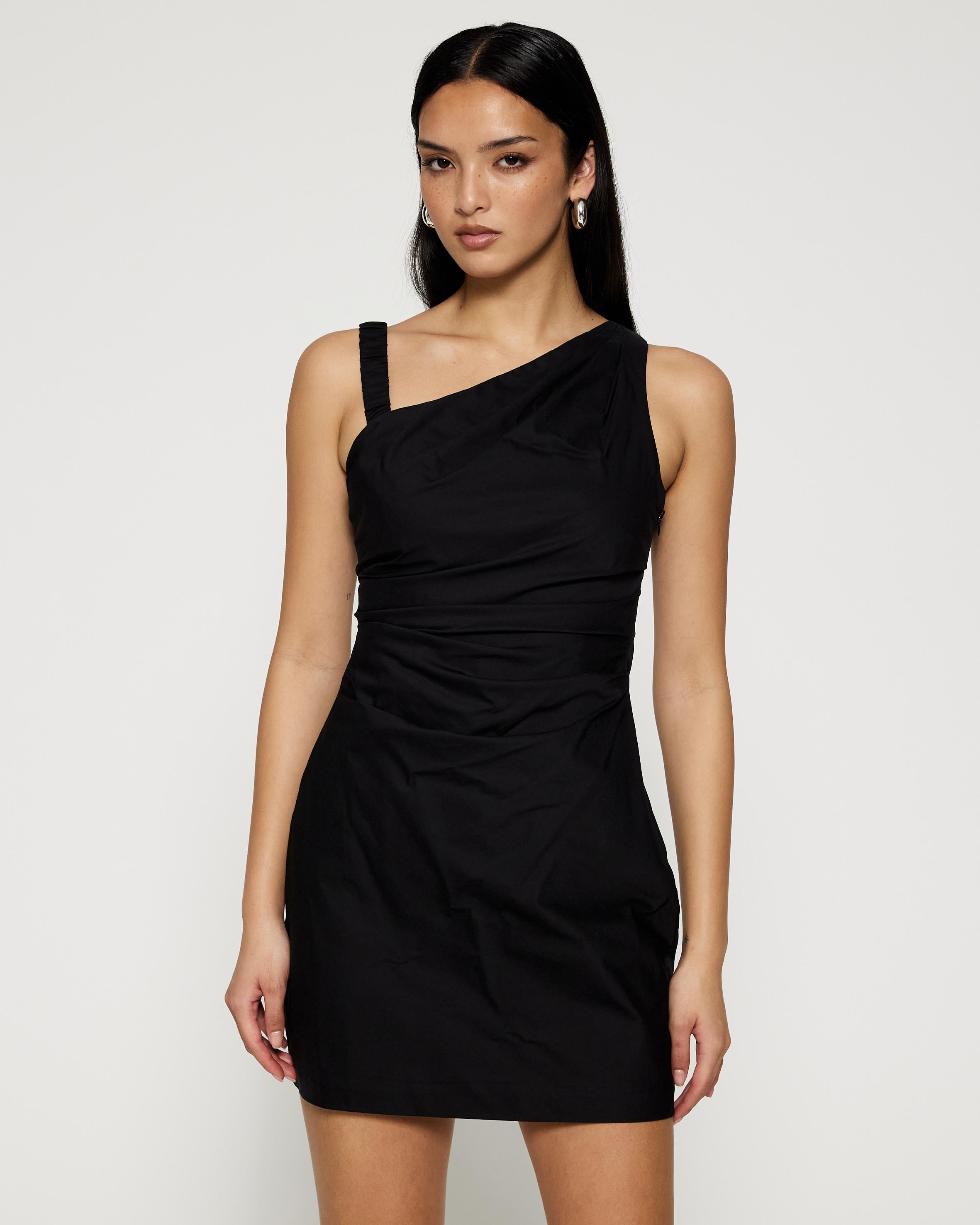 Kilian Asymmetric Tuck Mini Dress