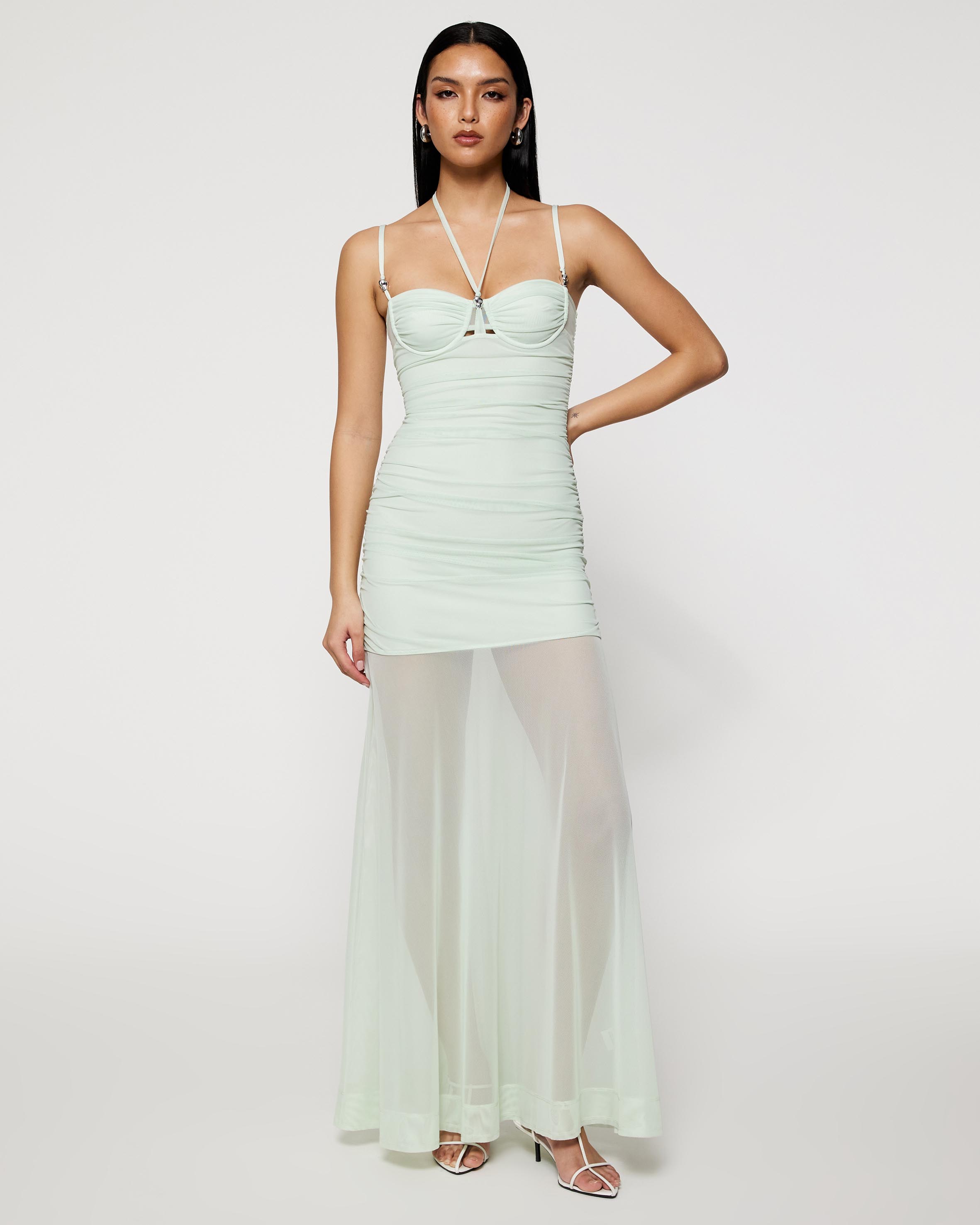 Carla Bustier Mesh Maxi Dress