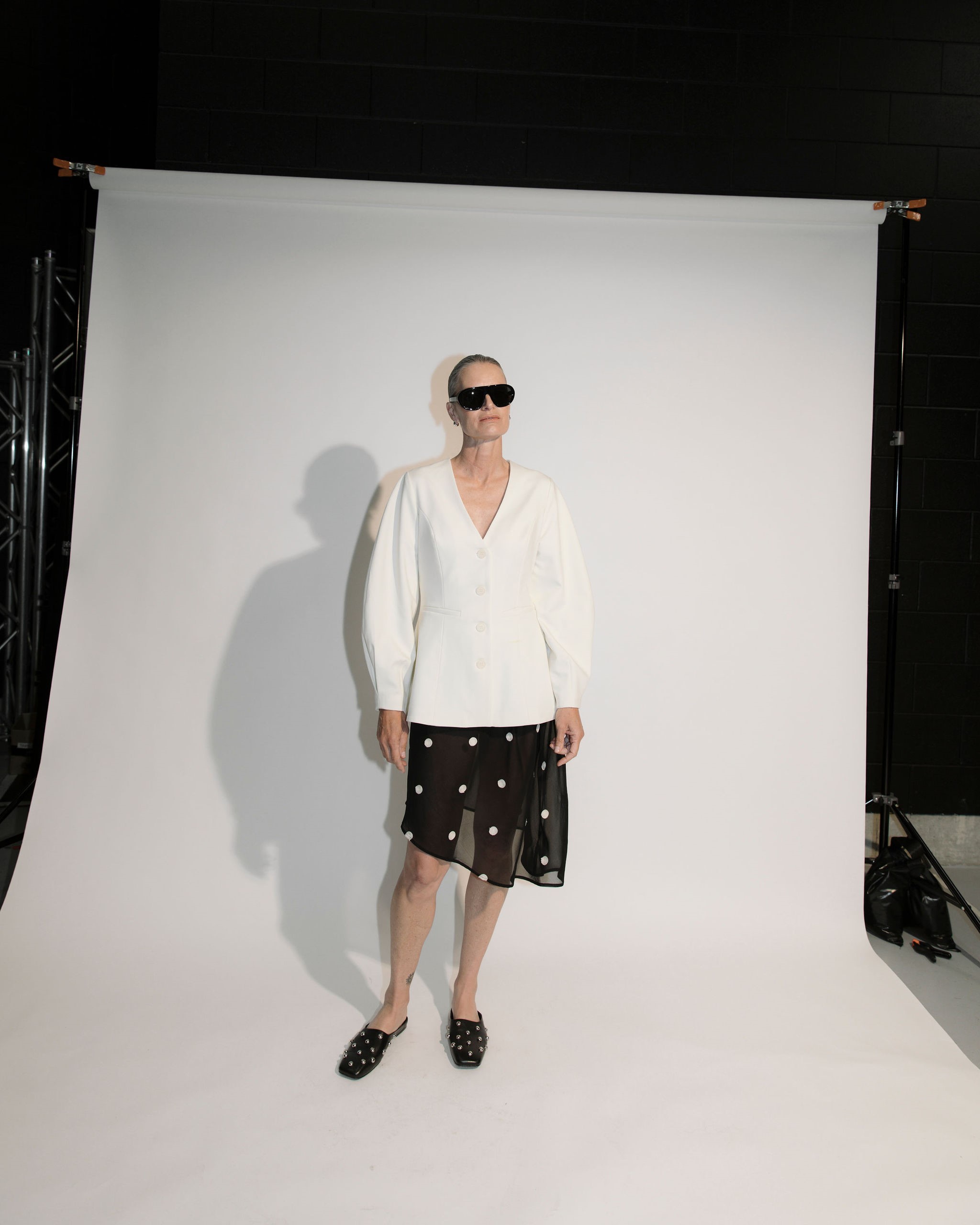 Andie Polka Dot Asymmetric Skirt