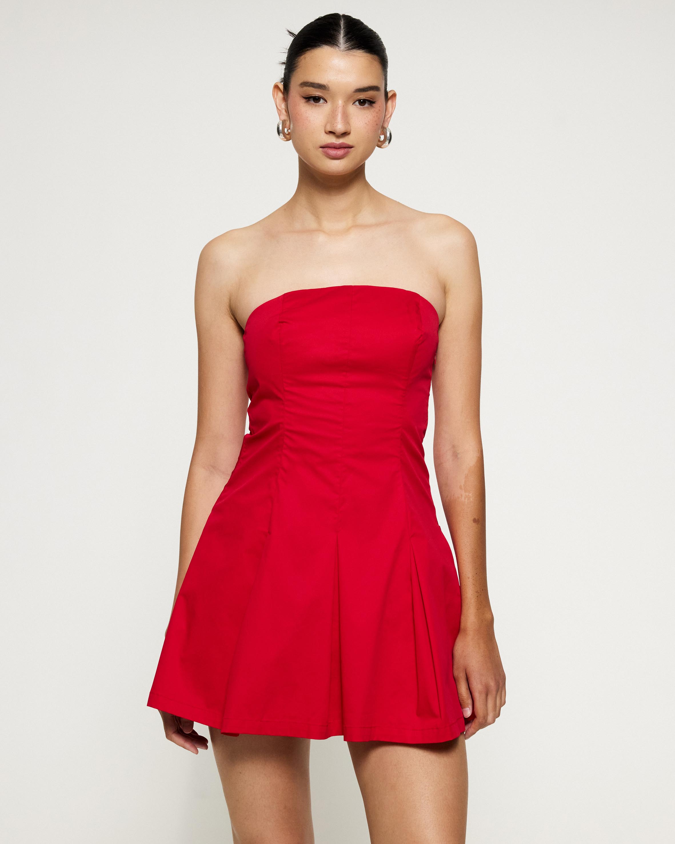 Nobu Strapless Pleated Mini Dress
