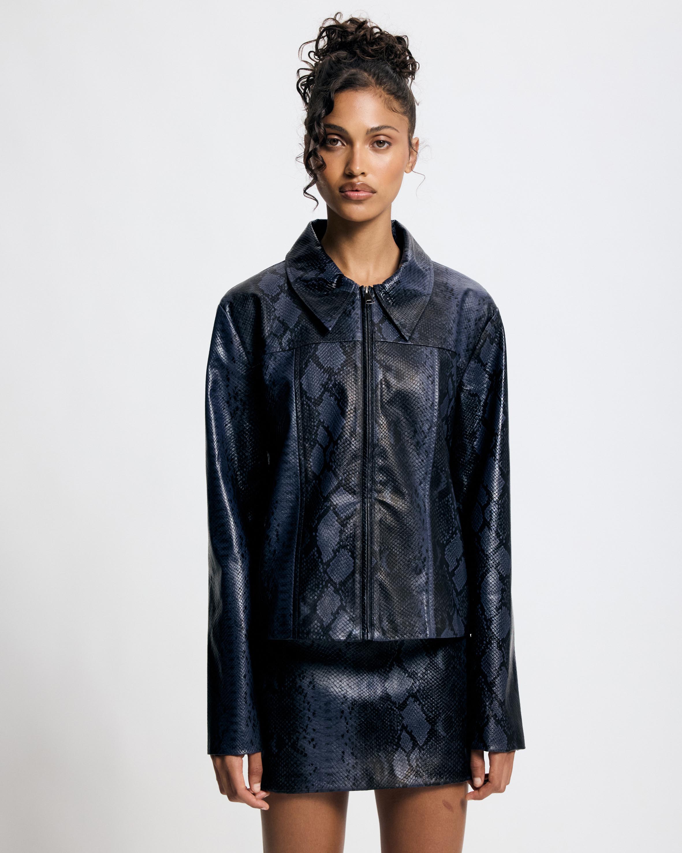 Evanthe Python Leather Look Jacket