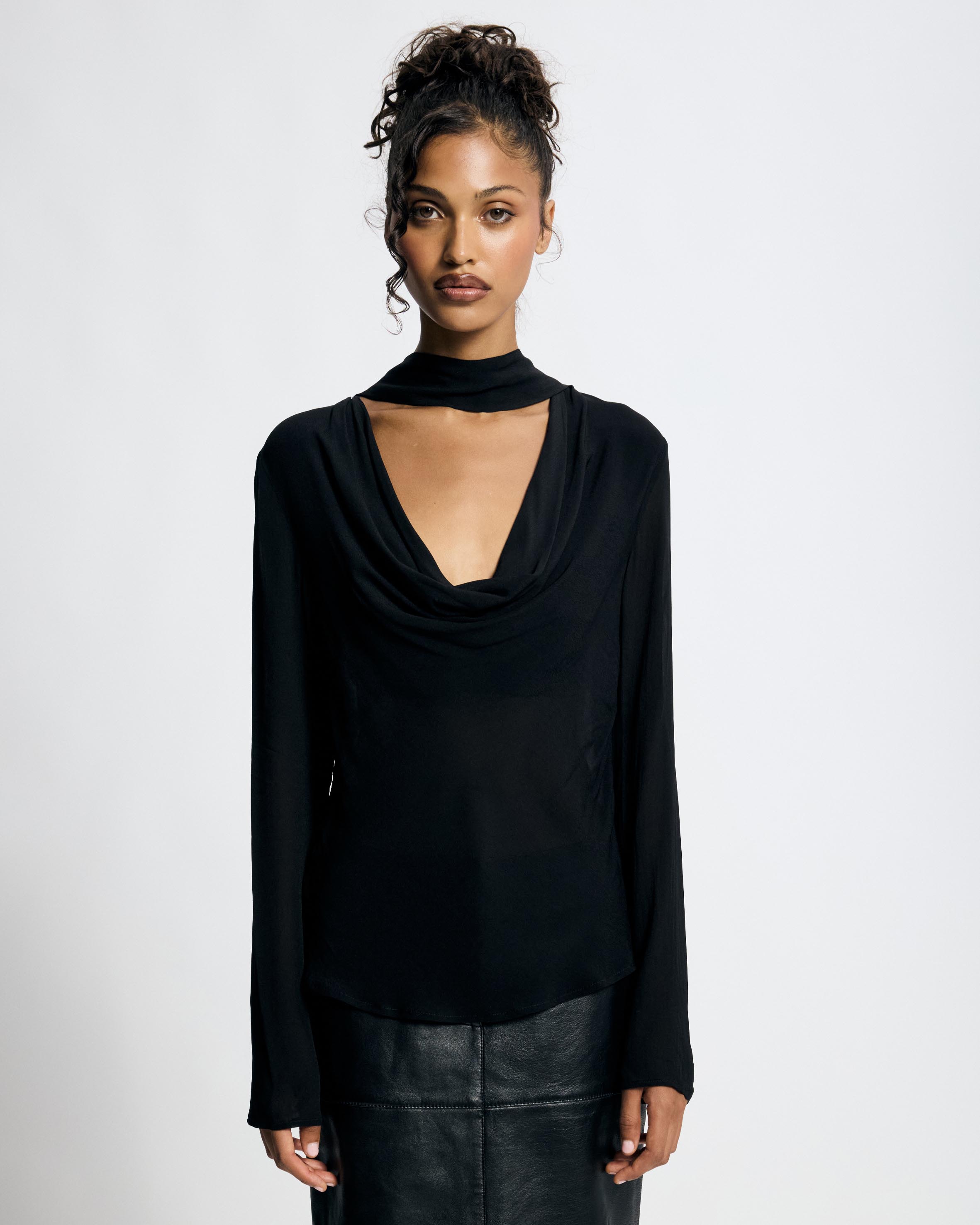 Morgana Cowl Scarf Neck Top