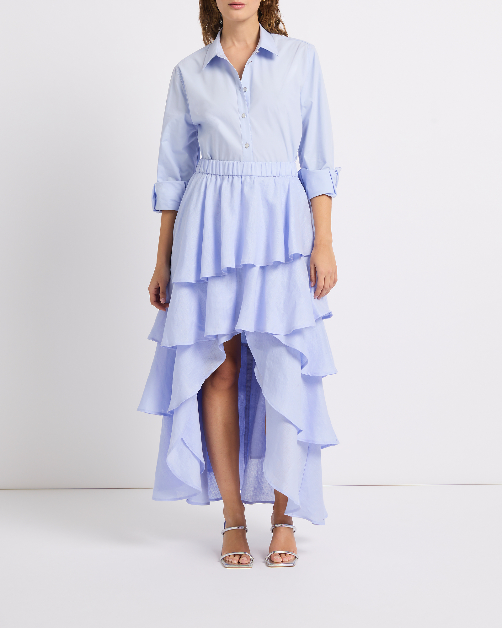 Winslet Tiered Linen Skirt