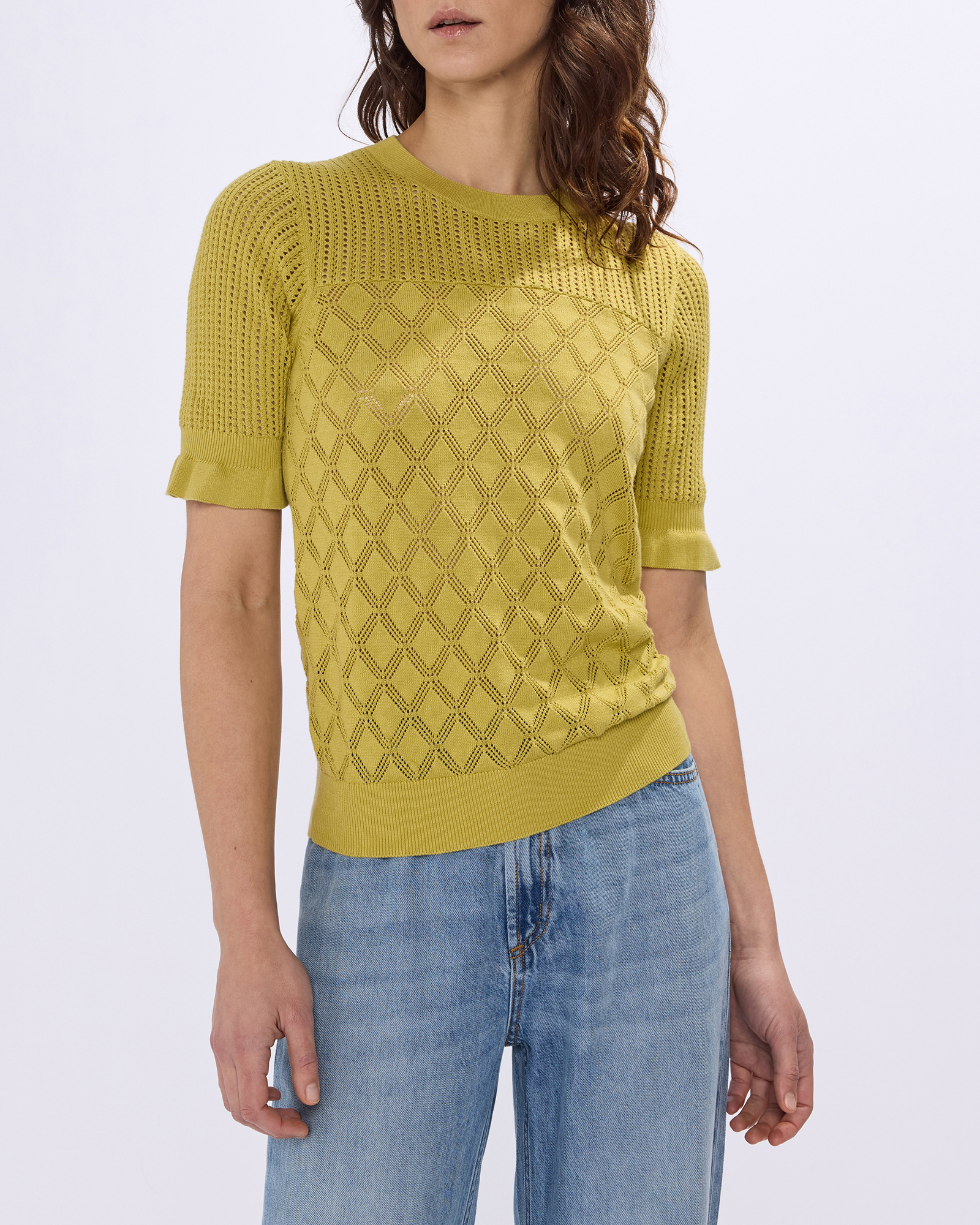 Alibi Pointelle Cotton Knit Top
