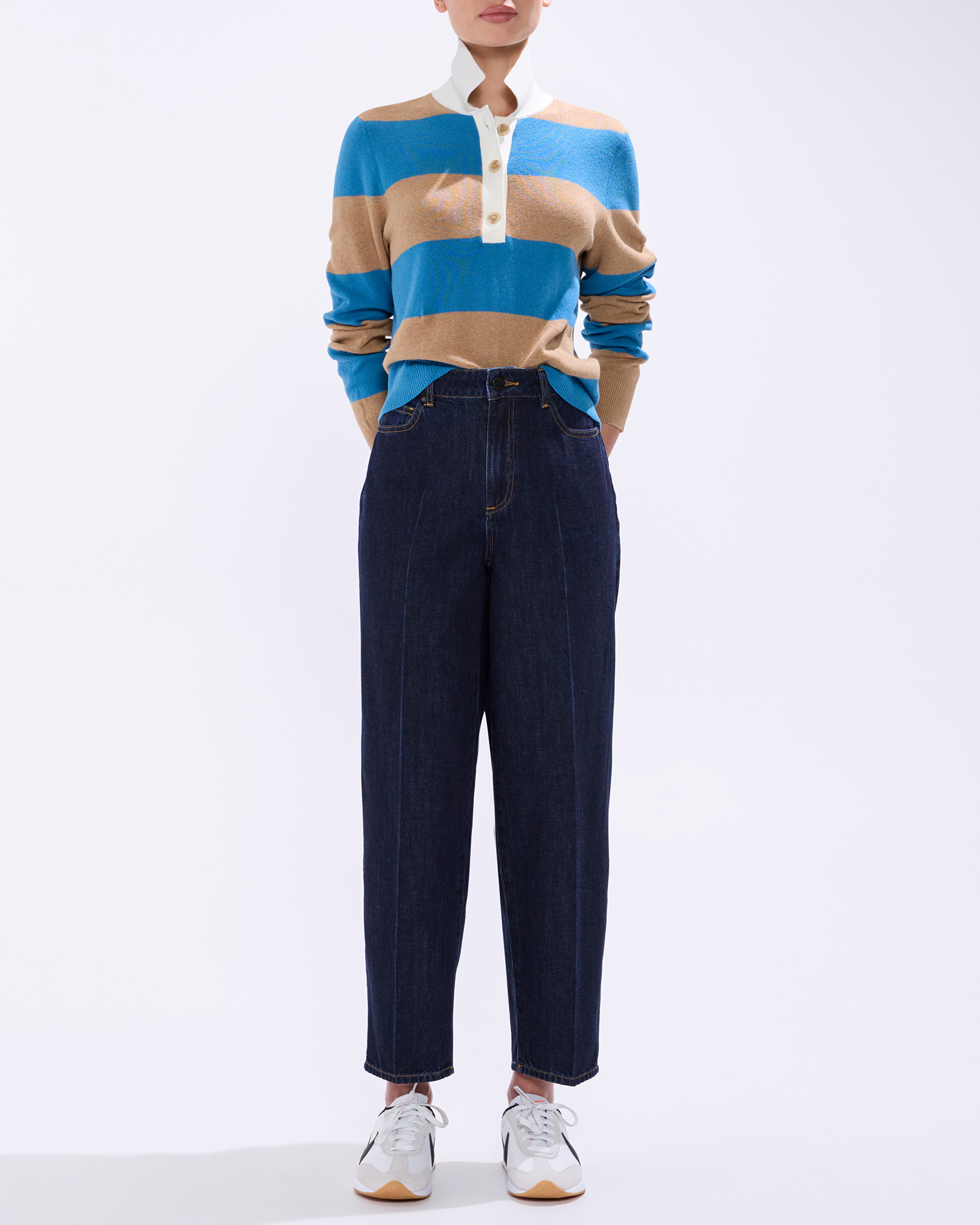 Mickey Waxed Barrel Leg Jeans