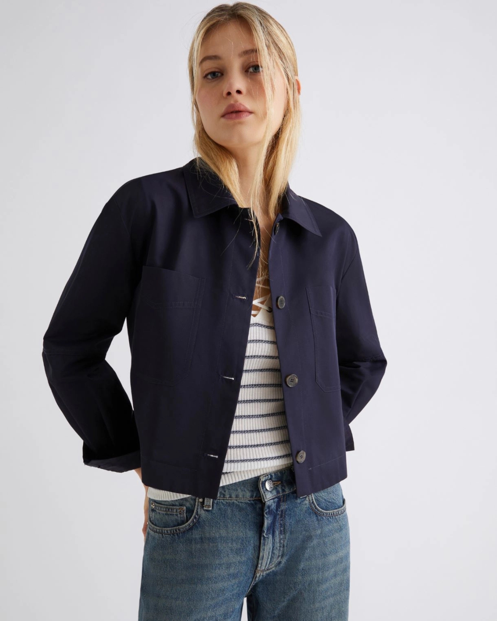 Cropped Button Up Jacket