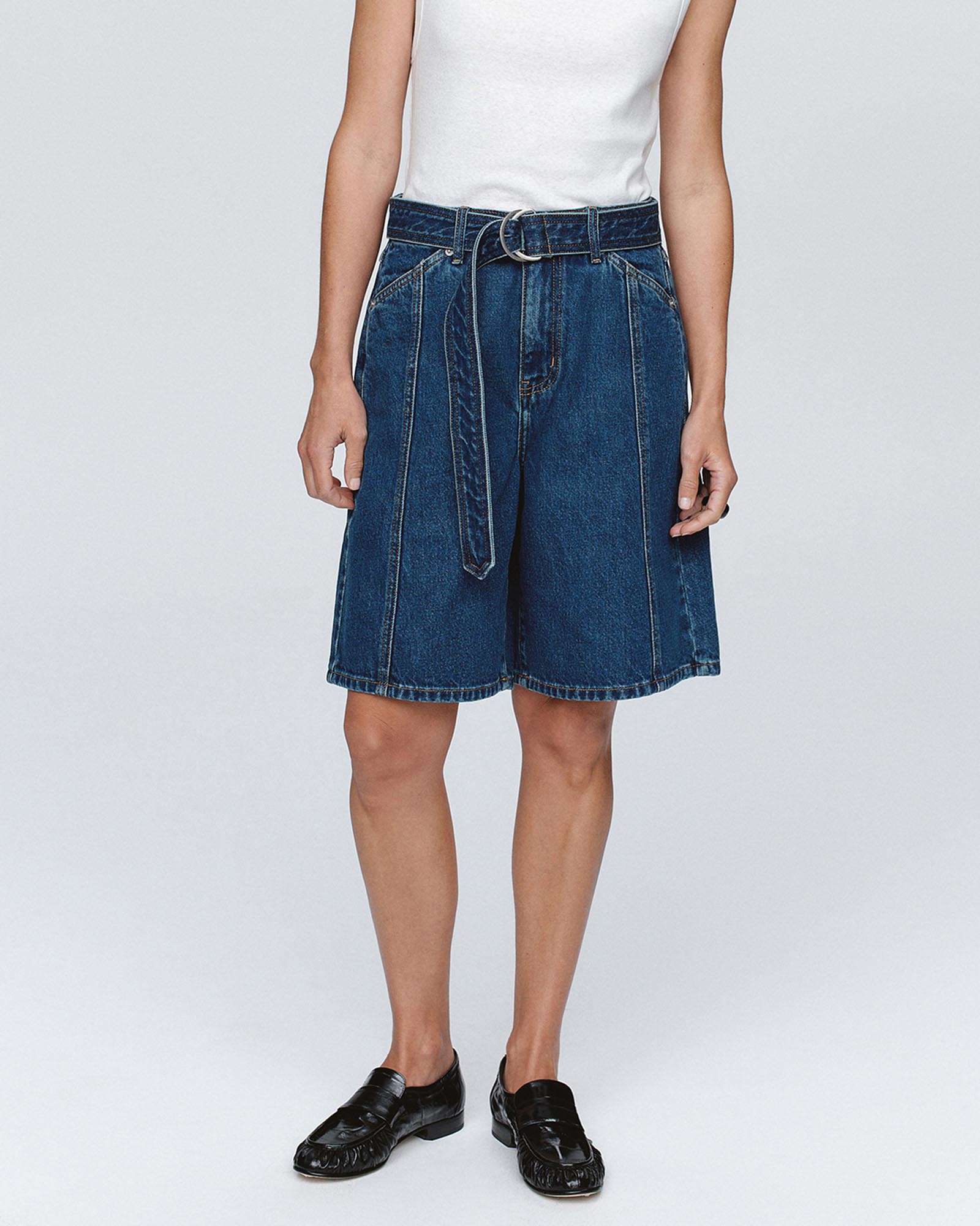 Belted Jean Shorts